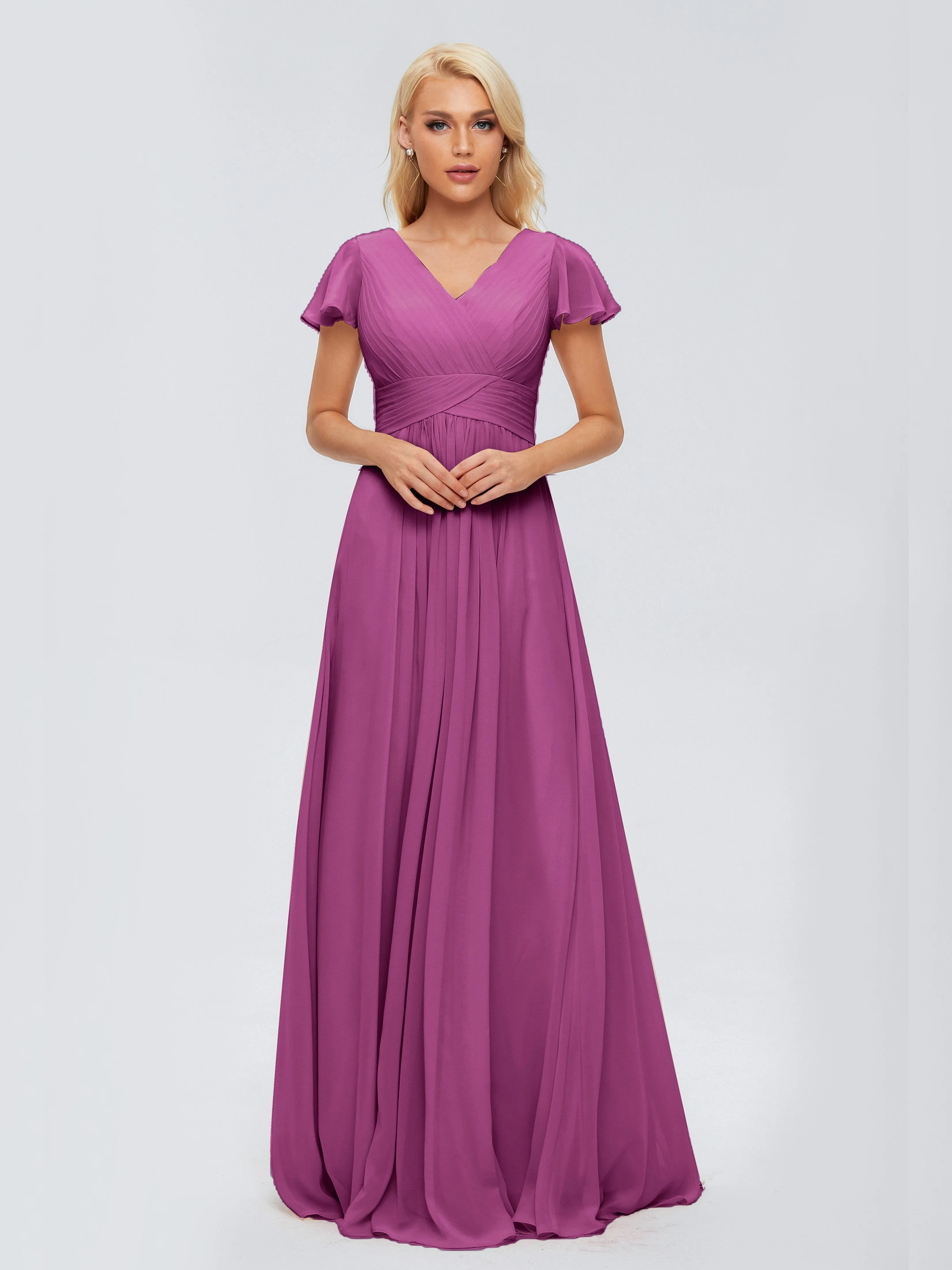 Charlie Cap Sleeves Elegant Chiffon Bridesmaid Dresses