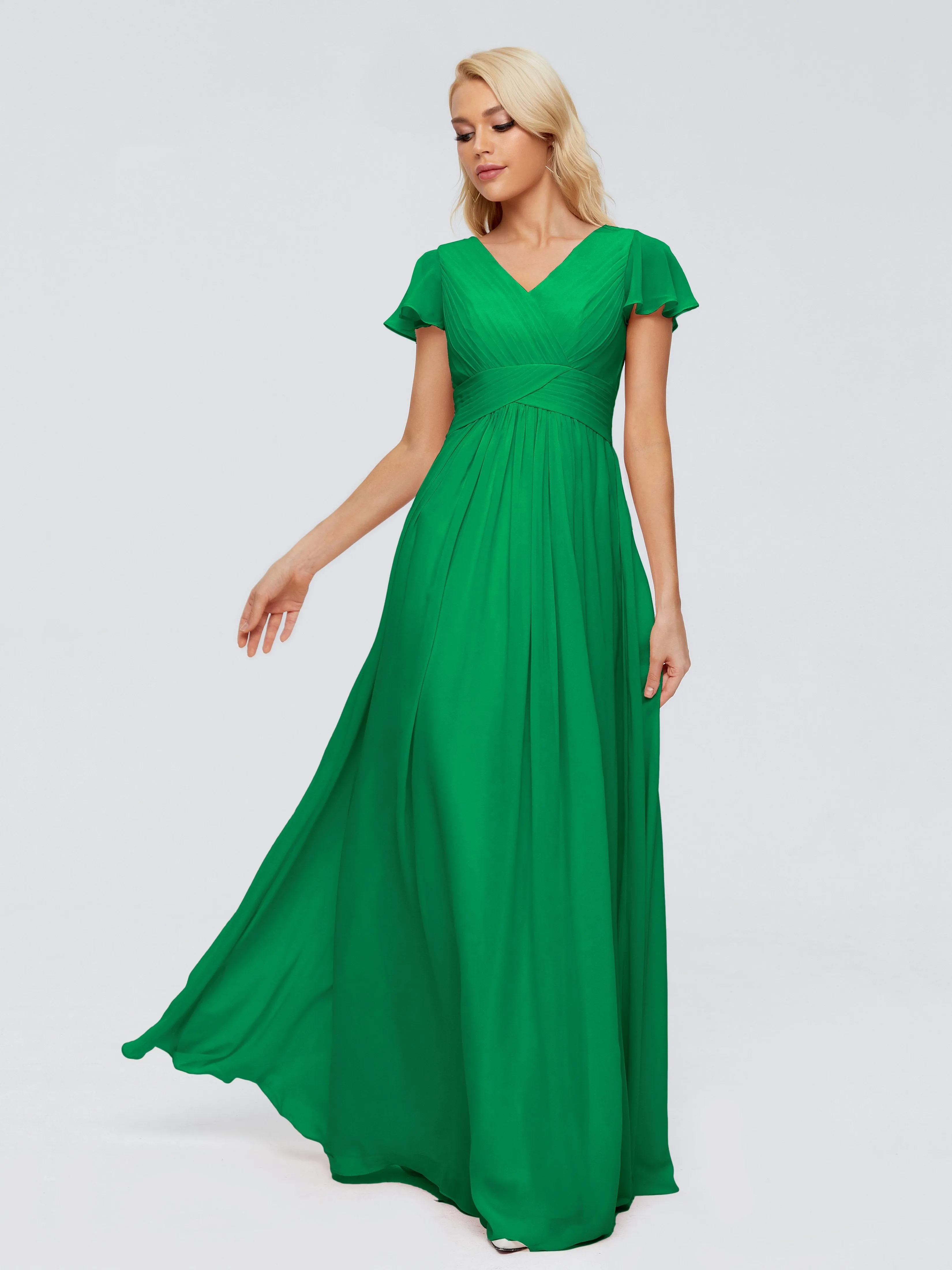 Charlie Cap Sleeves Elegant Chiffon Bridesmaid Dresses