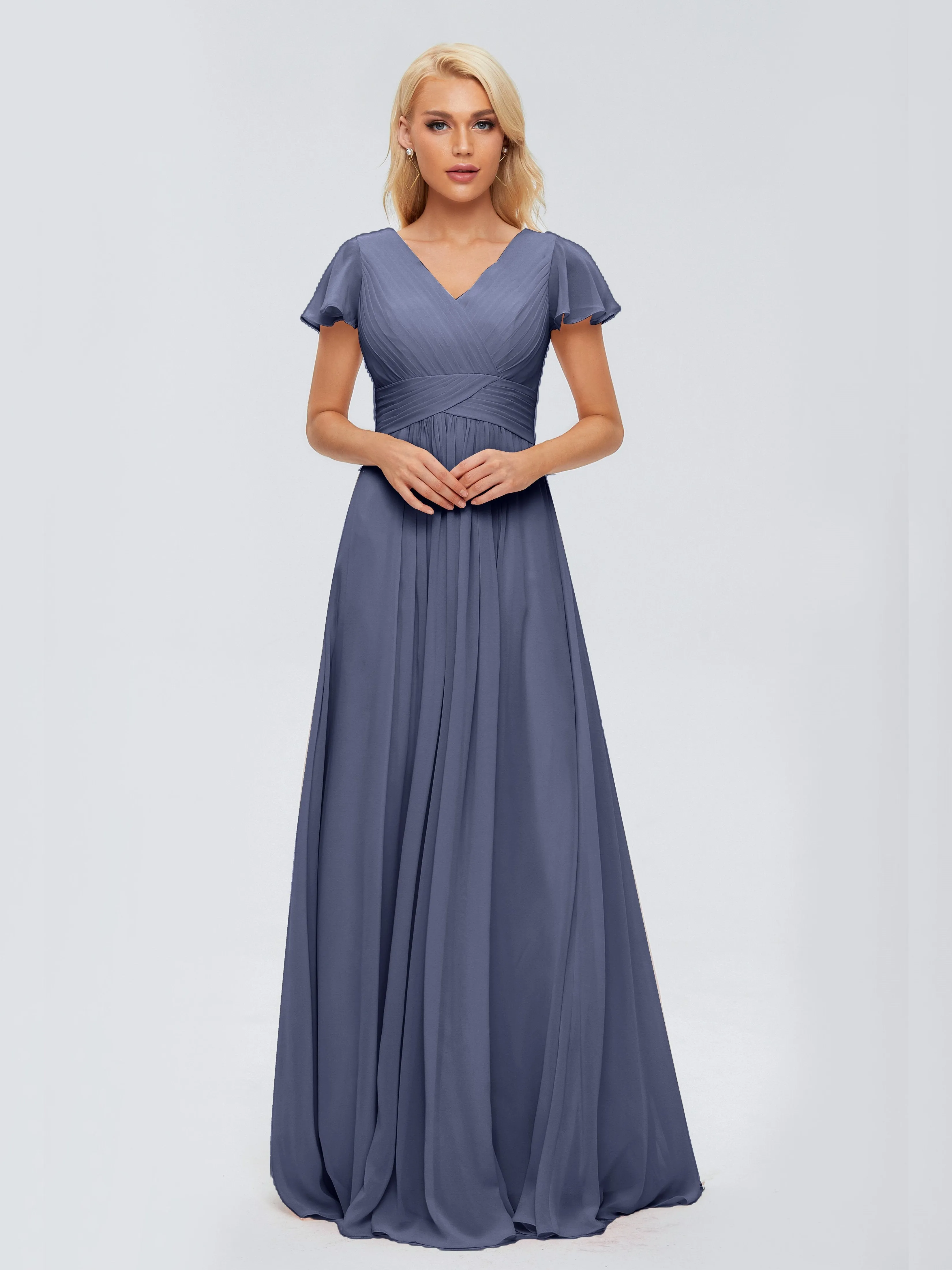 Charlie Cap Sleeves Elegant Chiffon Bridesmaid Dresses