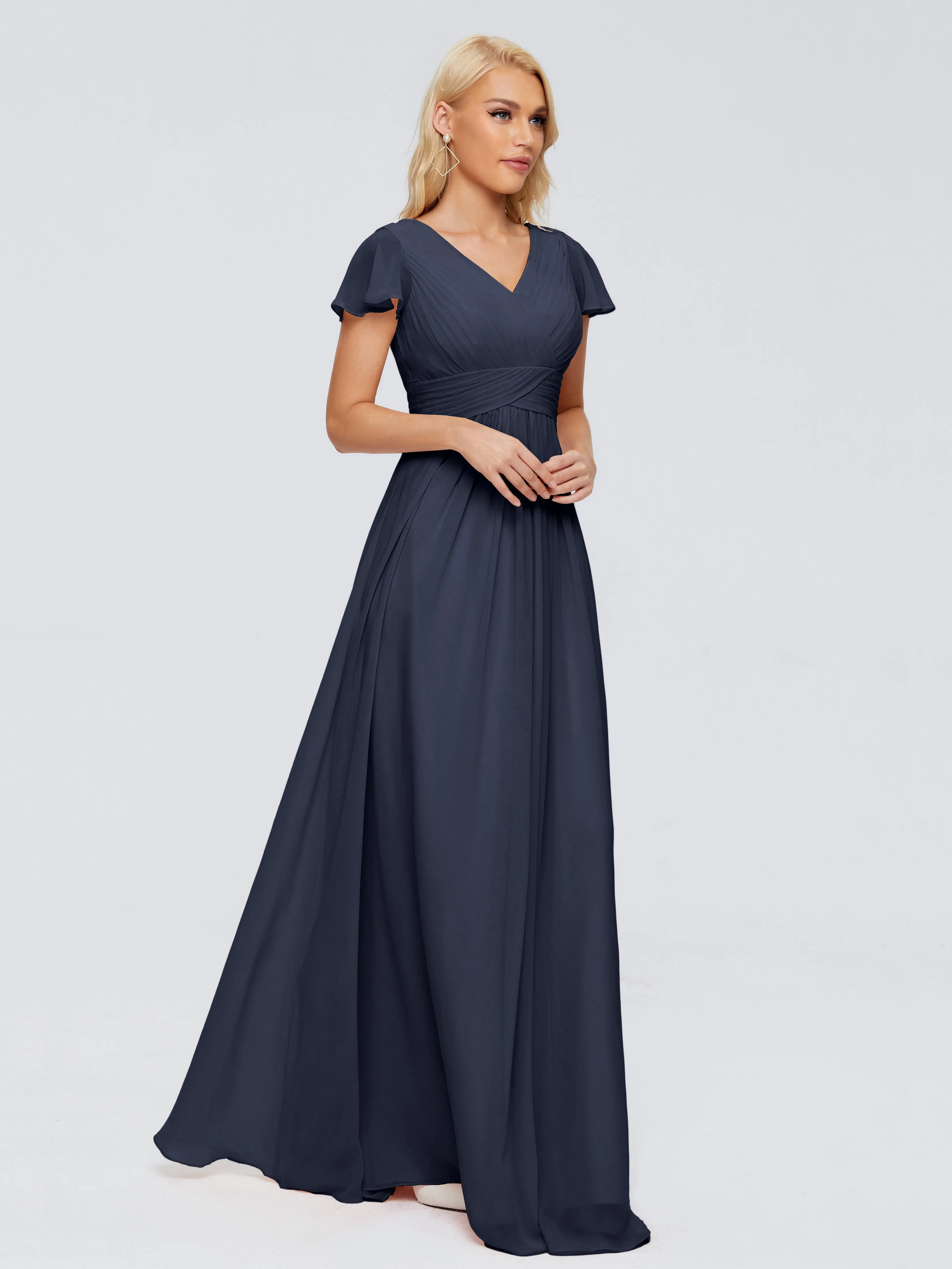 Charlie Cap Sleeves Elegant Chiffon Bridesmaid Dresses