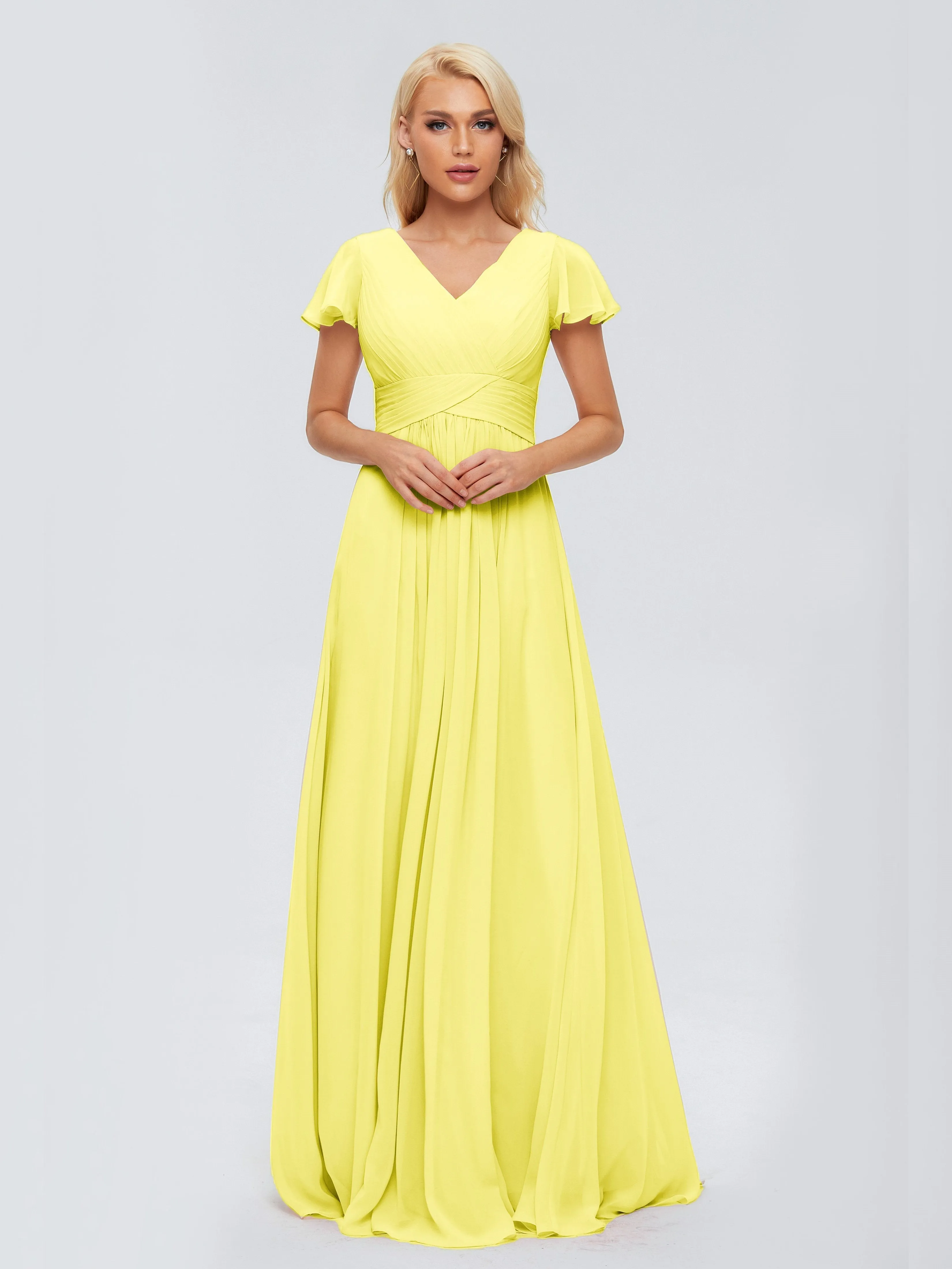 Charlie Cap Sleeves Elegant Chiffon Bridesmaid Dresses