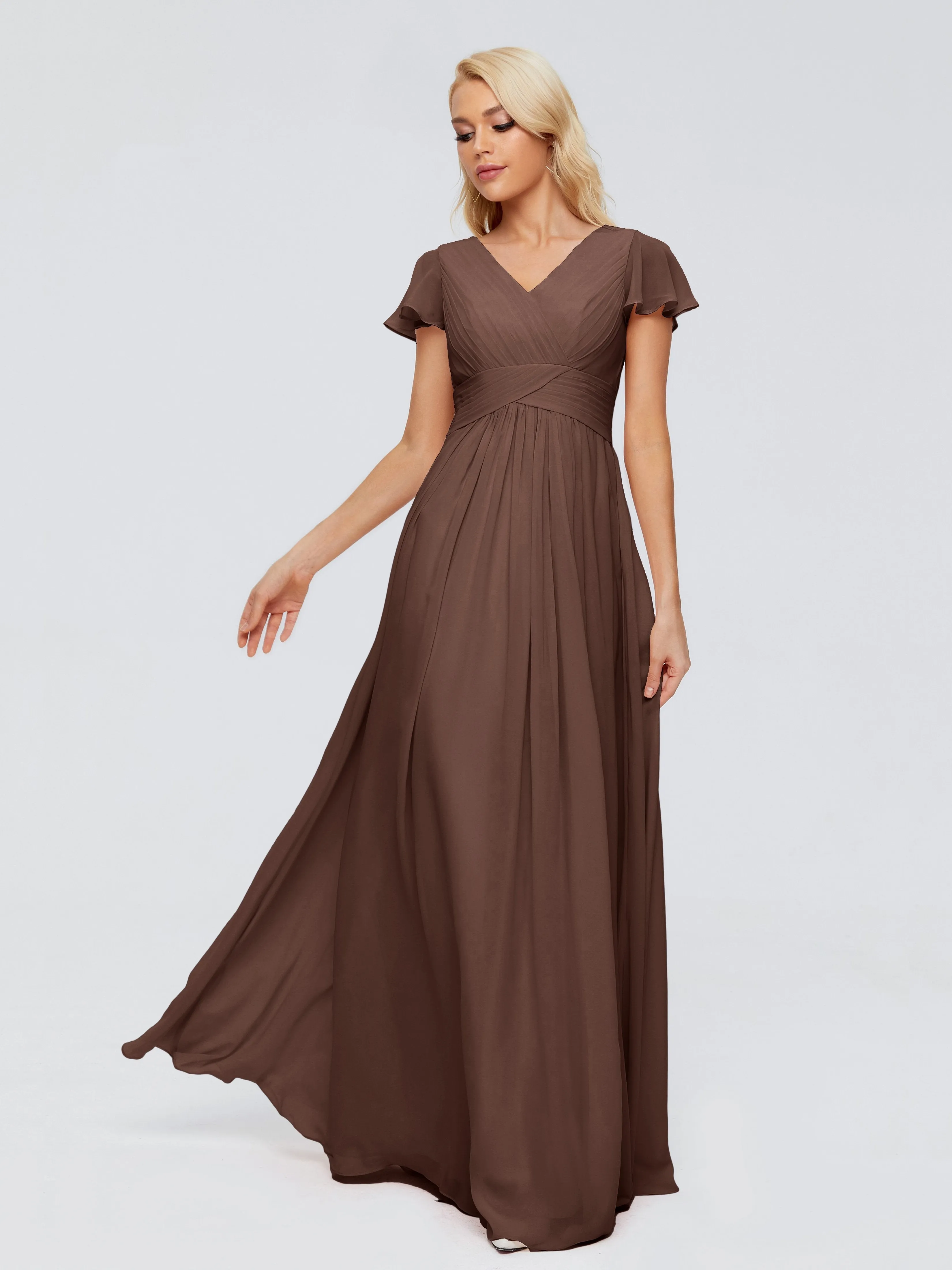 Charlie Cap Sleeves Elegant Chiffon Bridesmaid Dresses