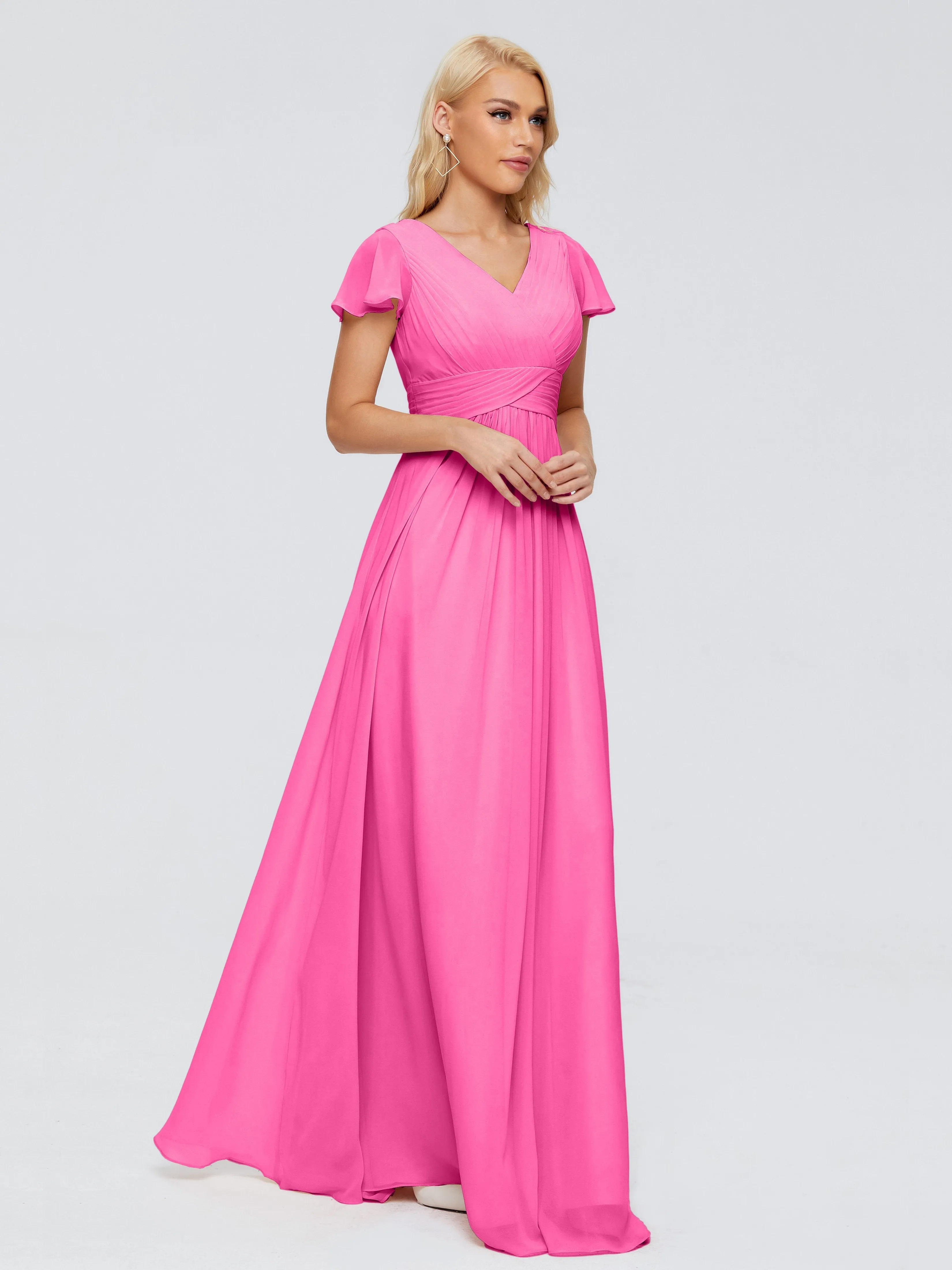 Charlie Cap Sleeves Elegant Chiffon Bridesmaid Dresses