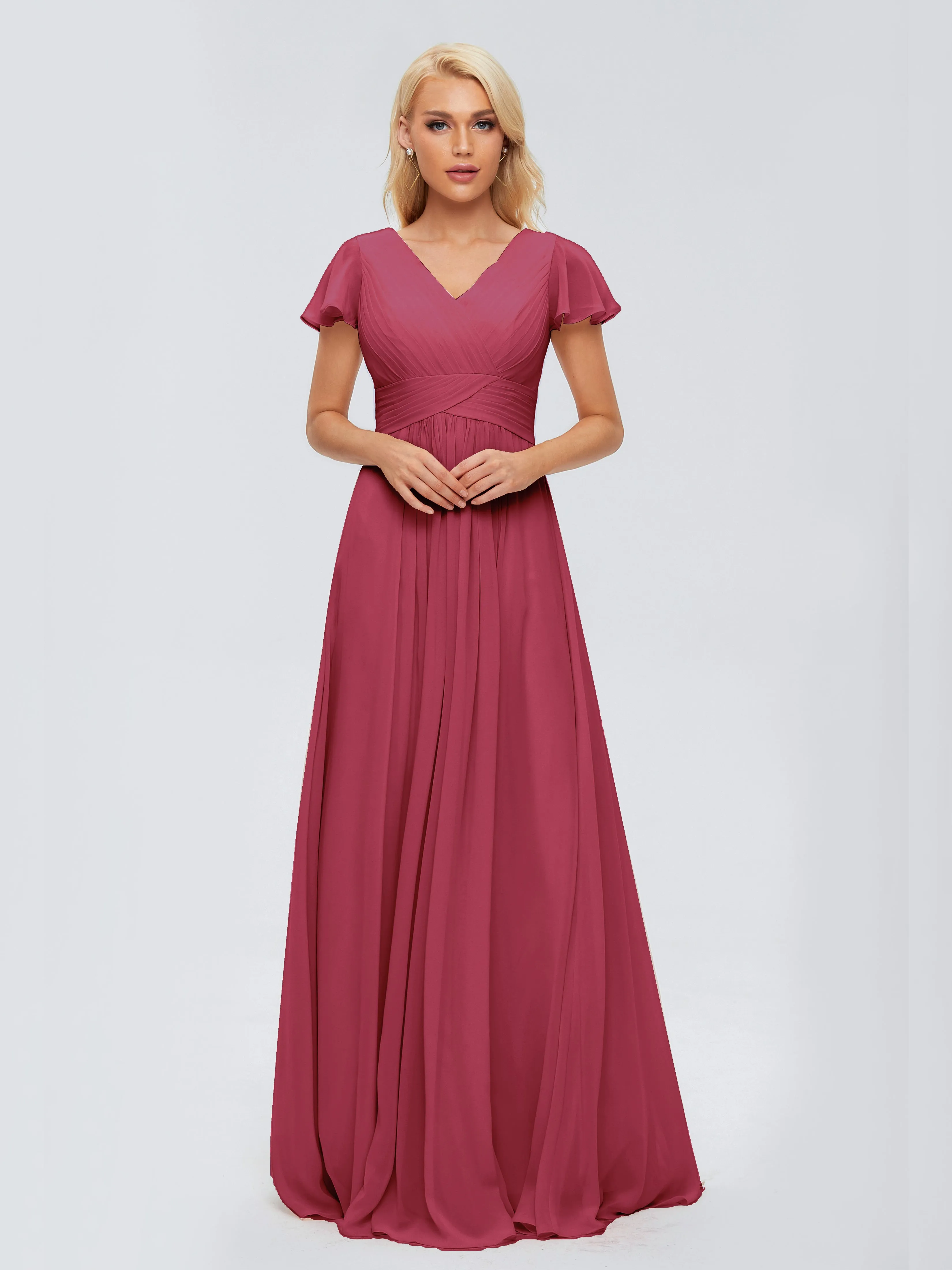 Charlie Cap Sleeves Elegant Chiffon Bridesmaid Dresses