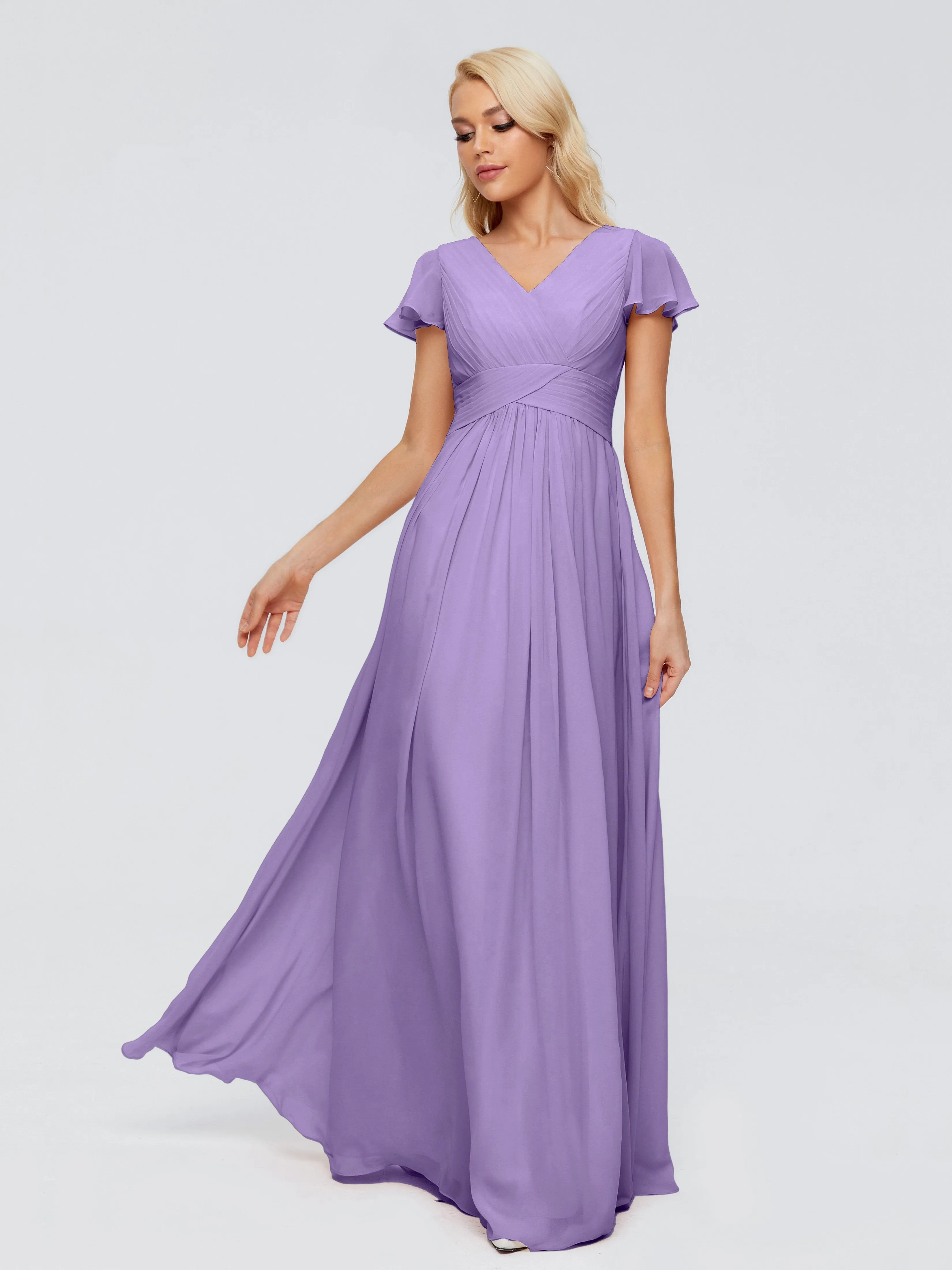 Charlie Cap Sleeves Elegant Chiffon Bridesmaid Dresses