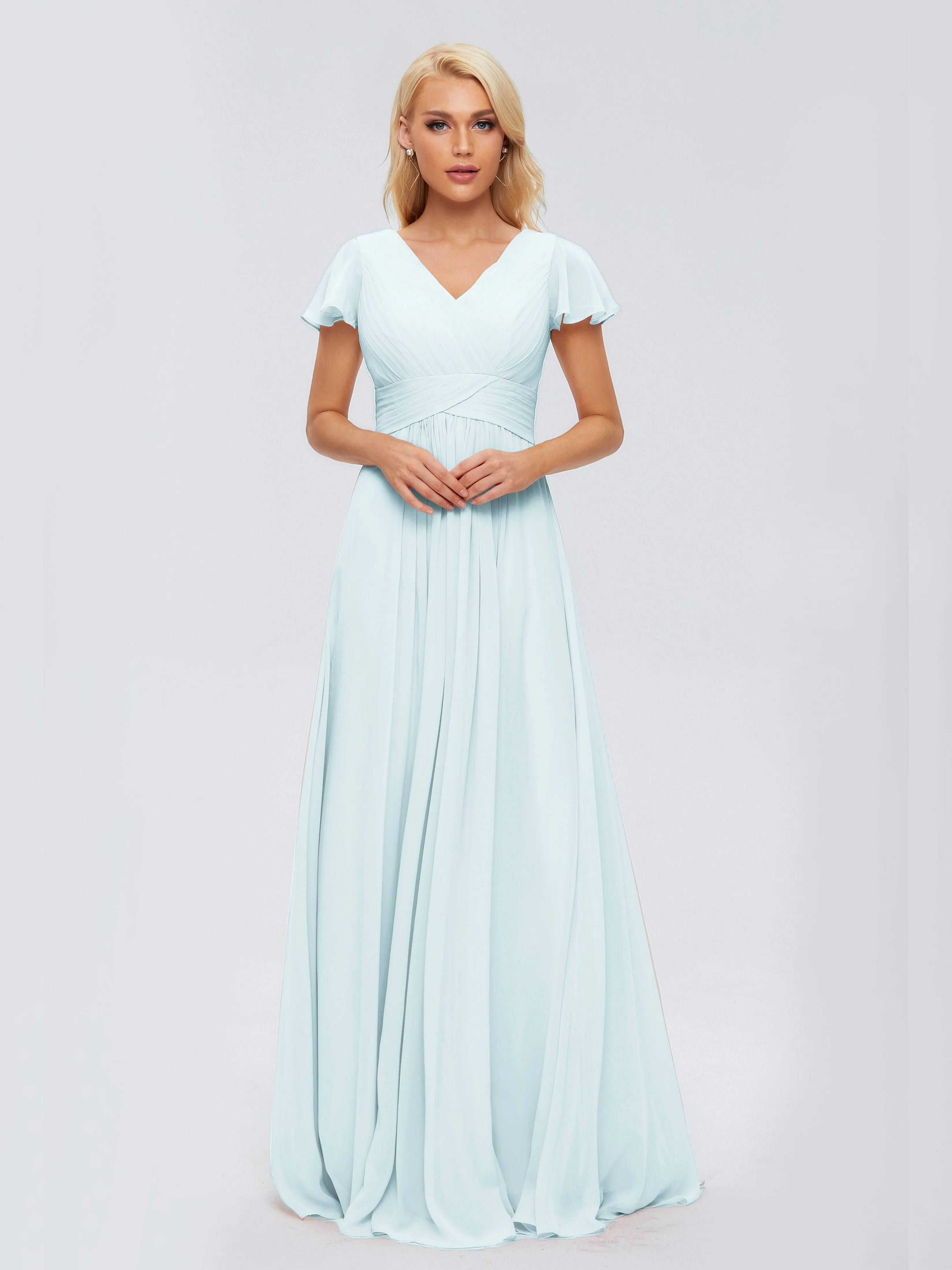 Charlie Cap Sleeves Elegant Chiffon Bridesmaid Dresses