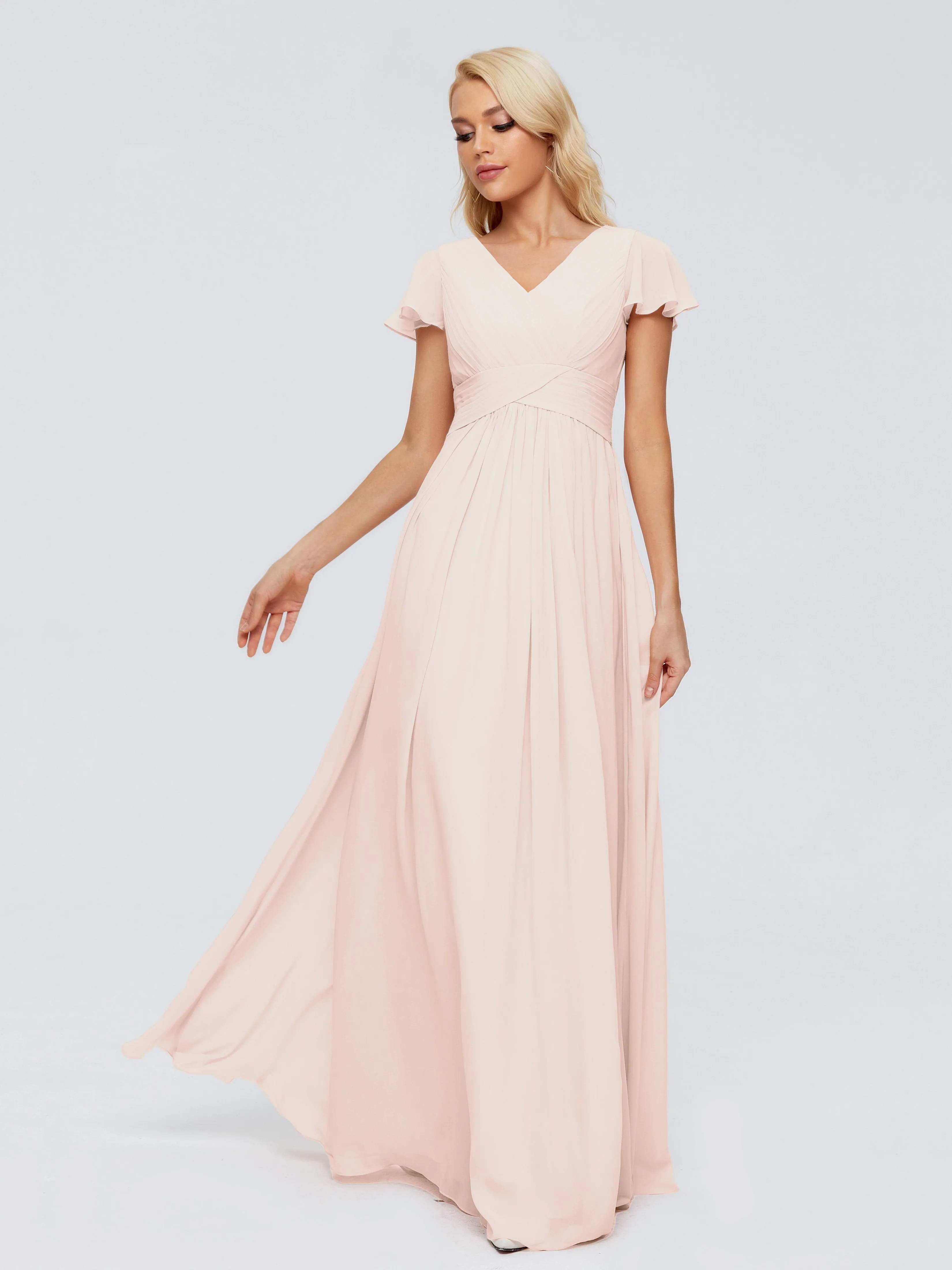 Charlie Cap Sleeves Elegant Chiffon Bridesmaid Dresses
