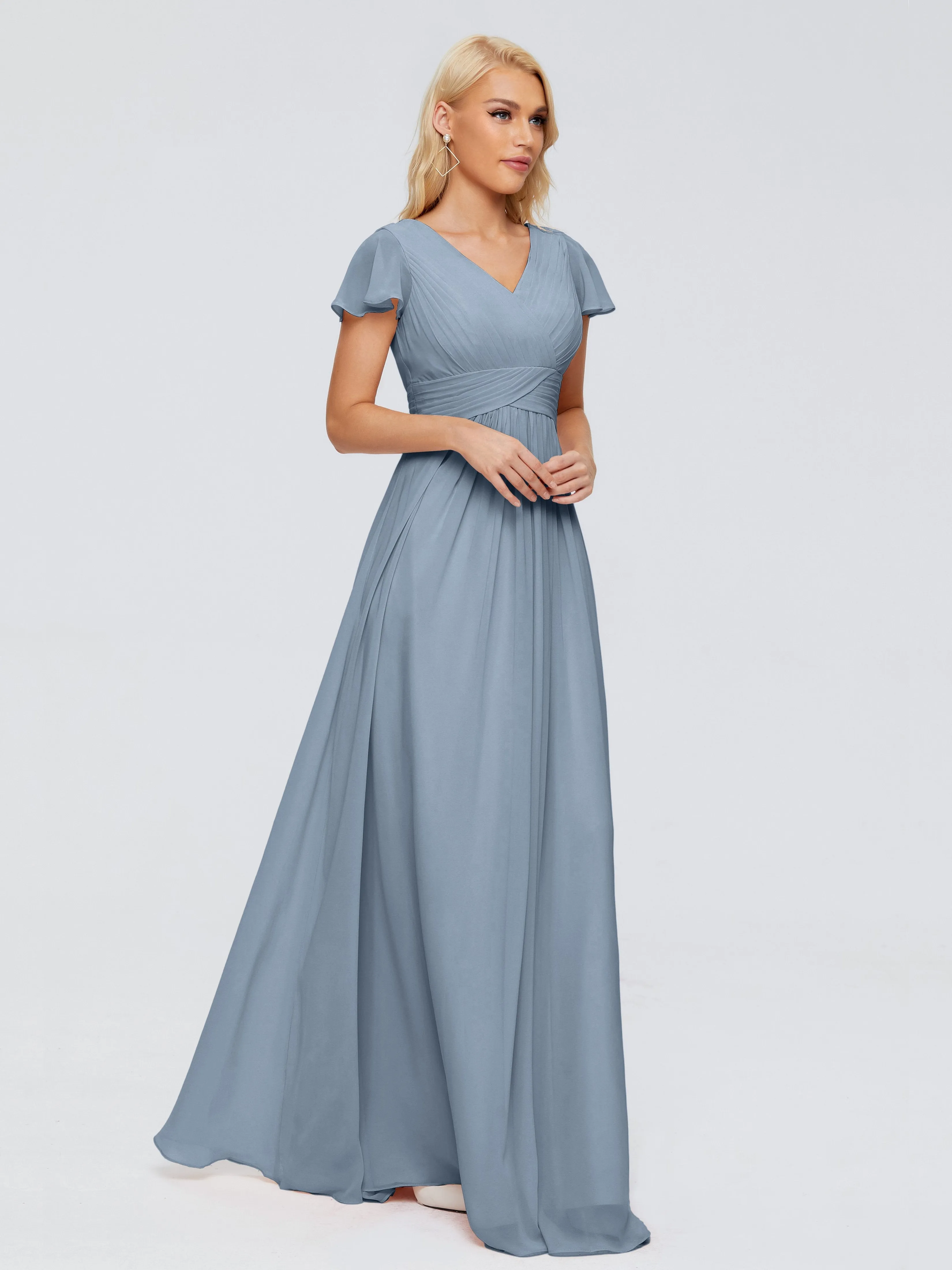 Charlie Cap Sleeves Elegant Chiffon Bridesmaid Dresses
