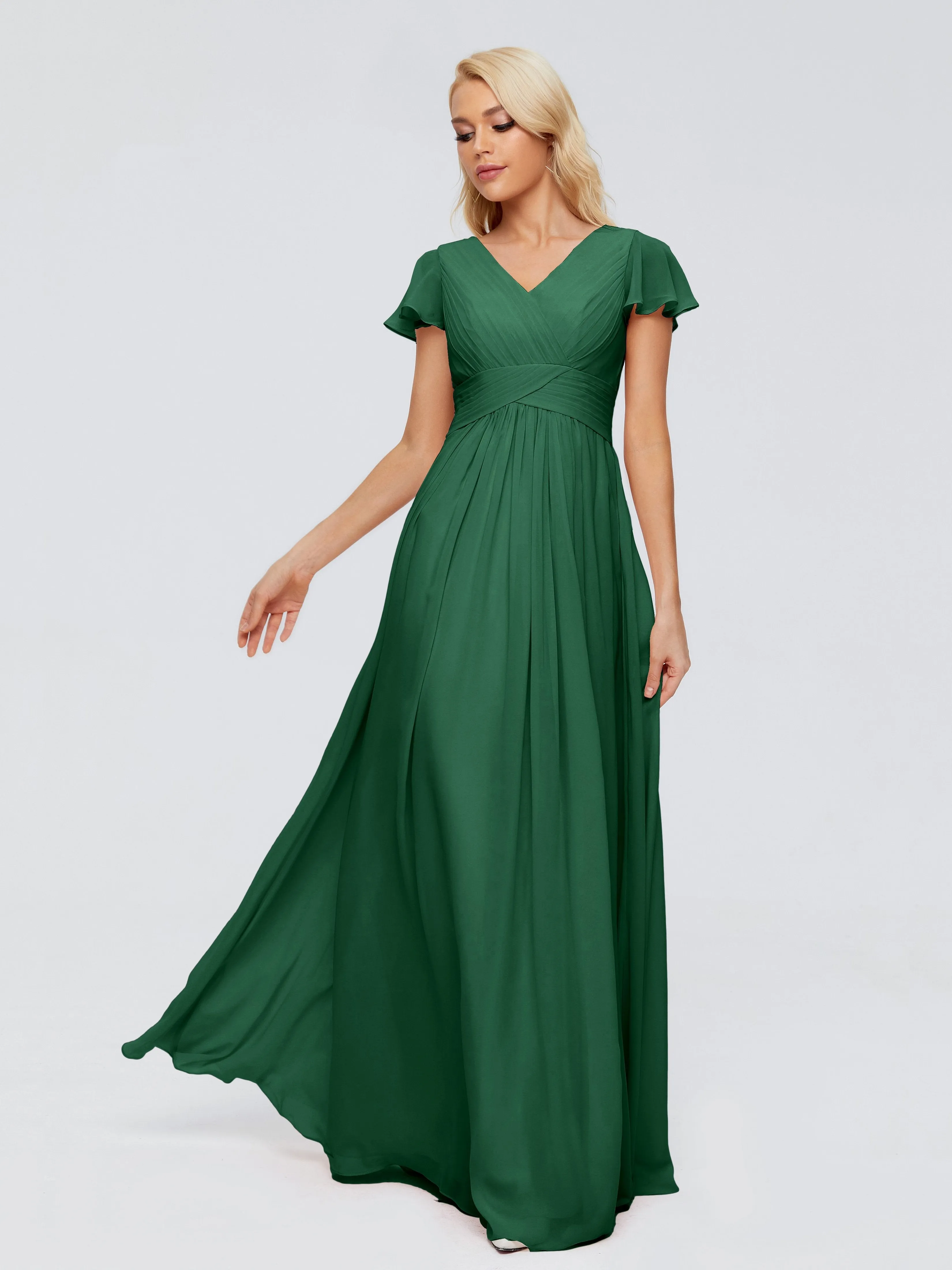 Charlie Cap Sleeves Elegant Chiffon Bridesmaid Dresses