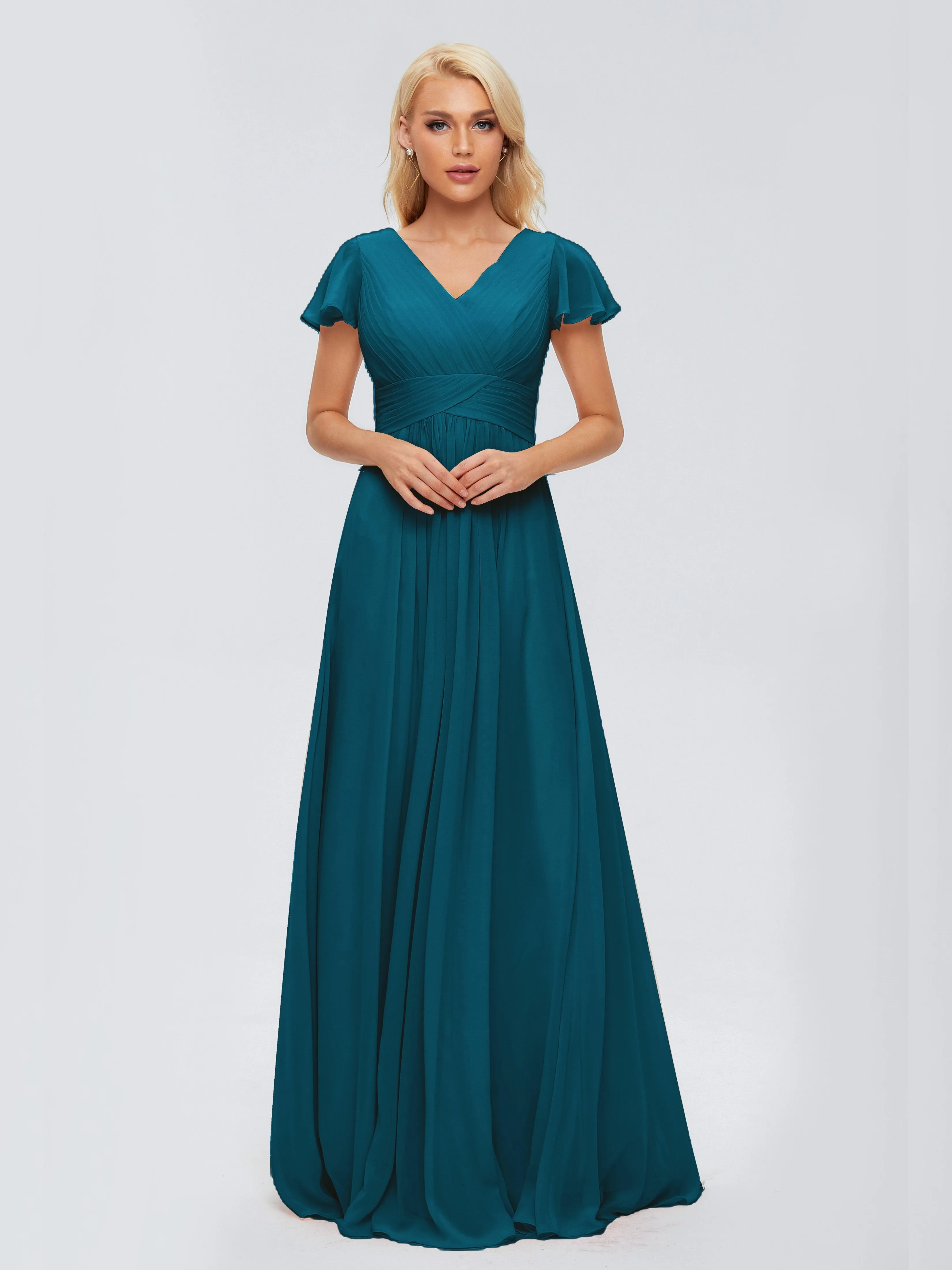 Charlie Cap Sleeves Elegant Chiffon Bridesmaid Dresses
