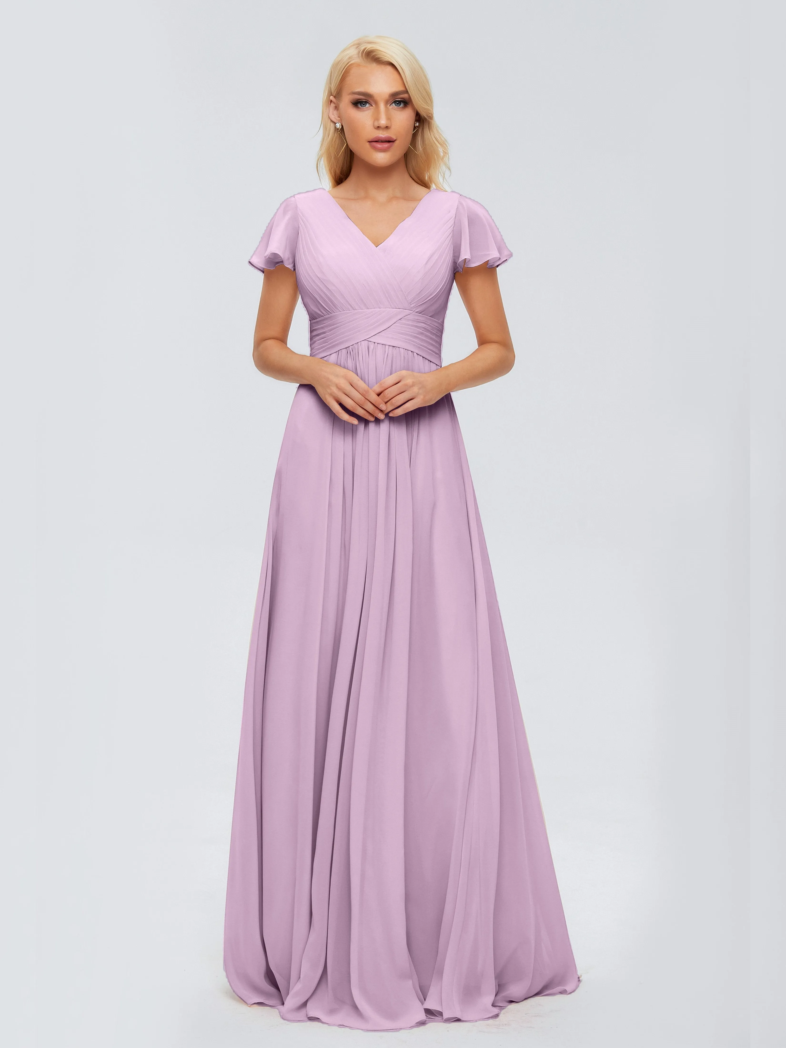 Charlie Cap Sleeves Elegant Chiffon Bridesmaid Dresses