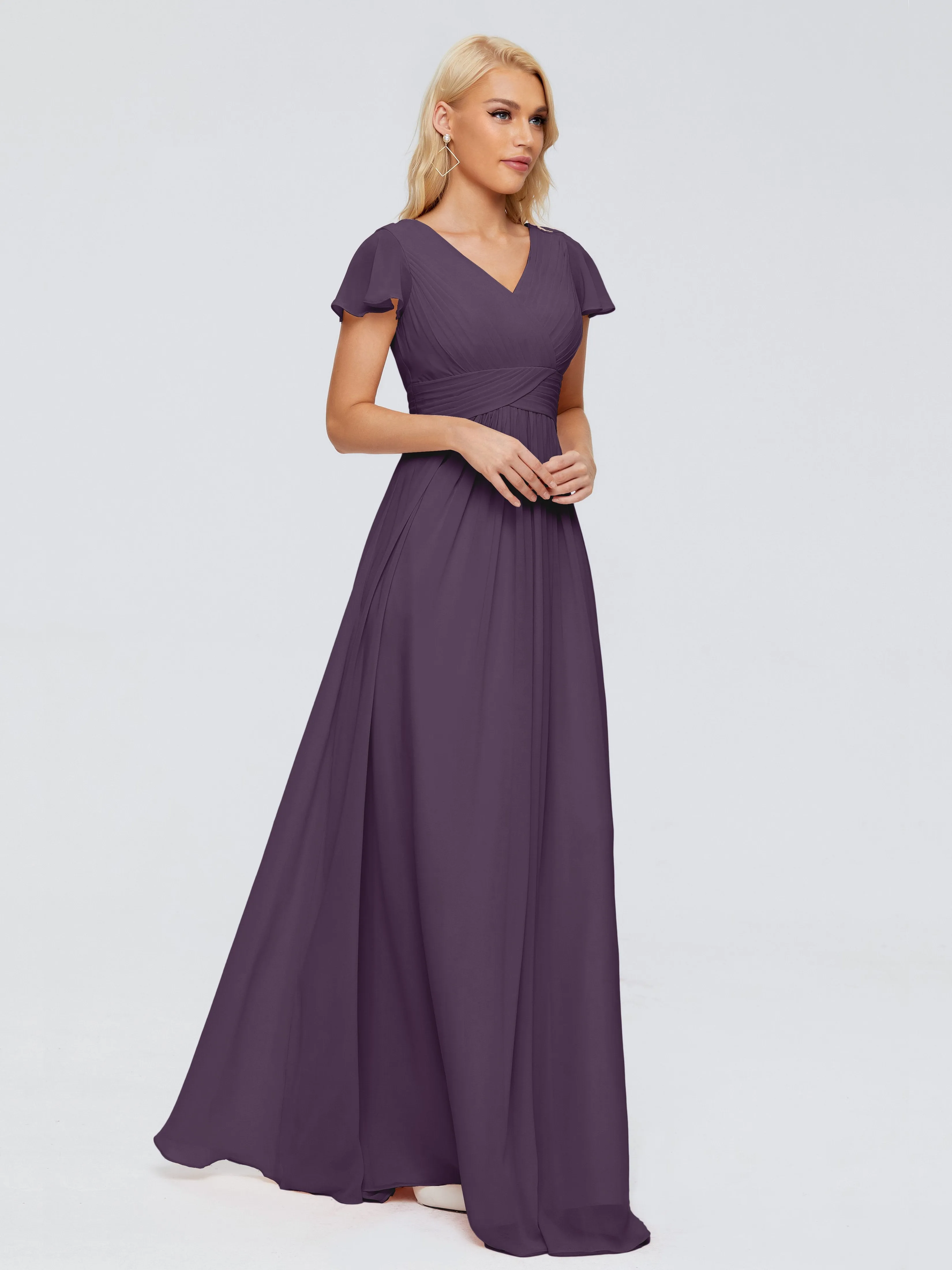 Charlie Cap Sleeves Elegant Chiffon Bridesmaid Dresses