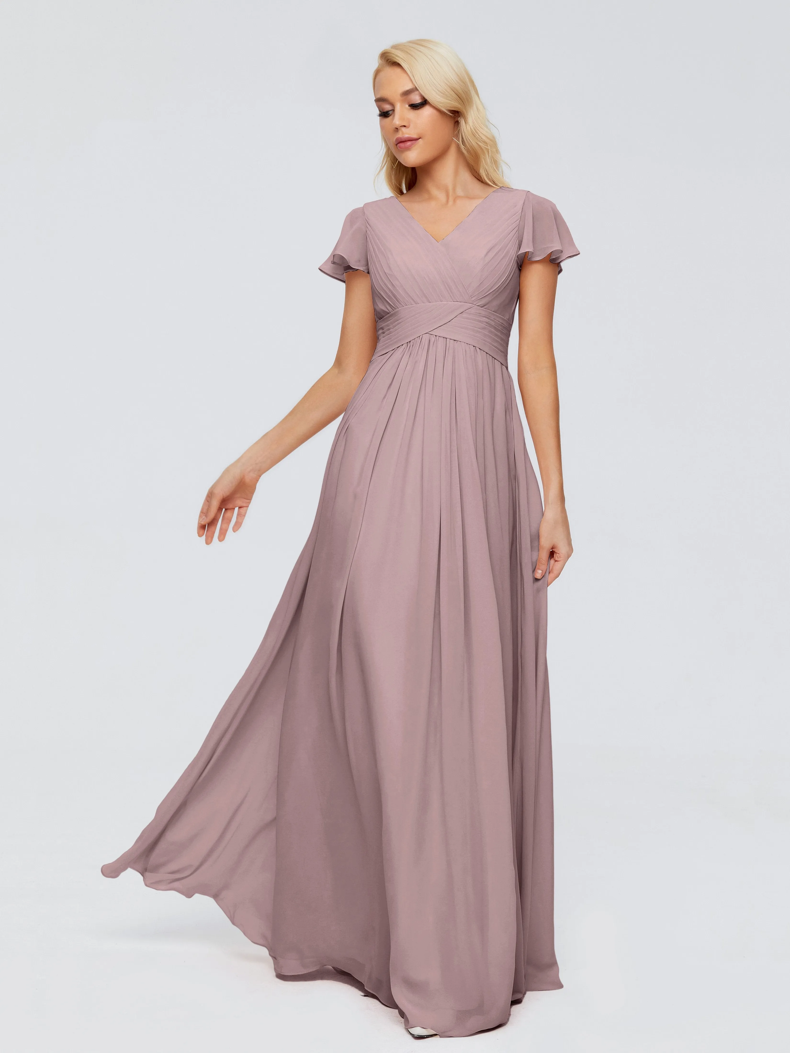 Charlie Cap Sleeves Elegant Chiffon Bridesmaid Dresses