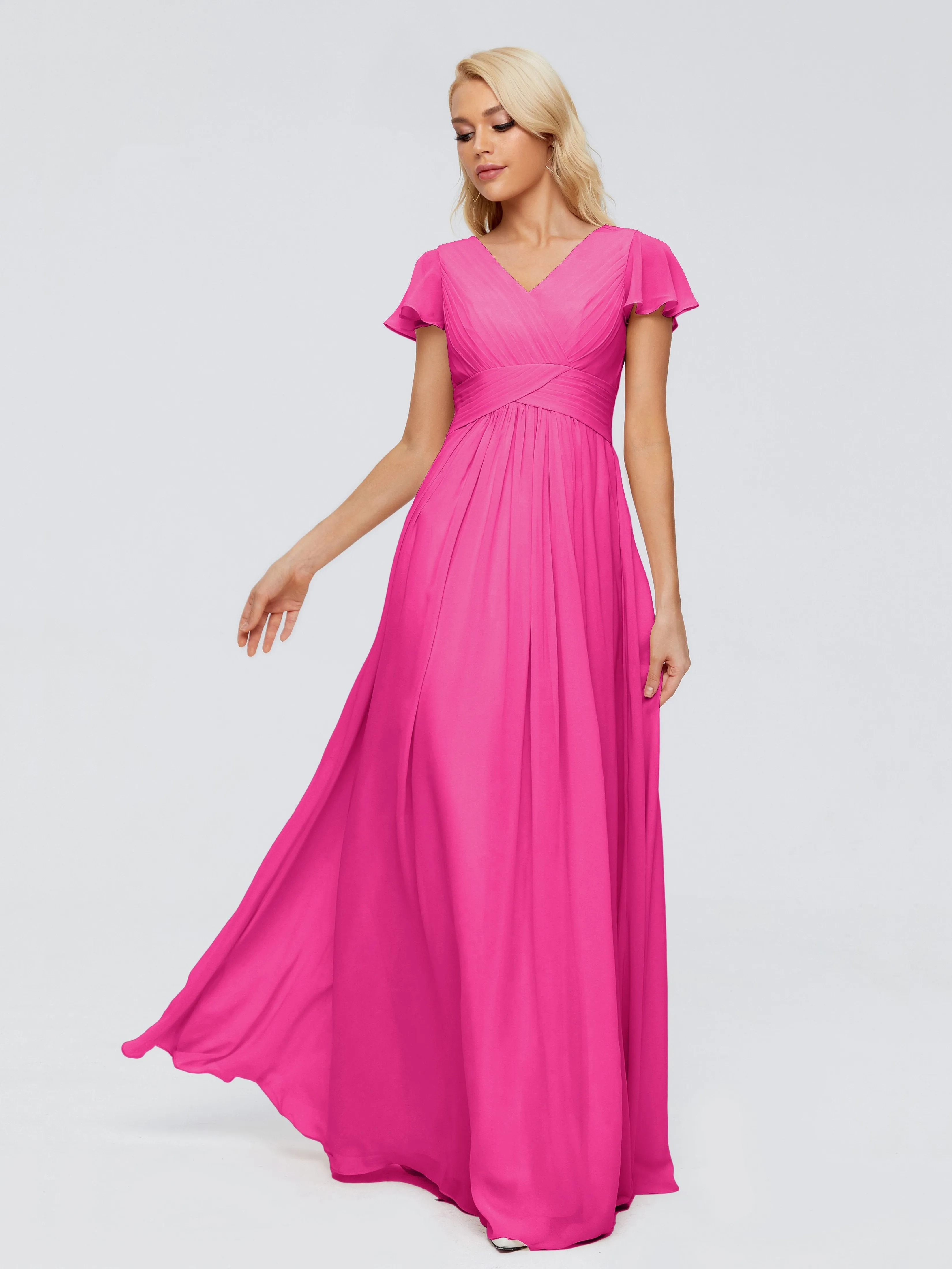 Charlie Cap Sleeves Elegant Chiffon Bridesmaid Dresses