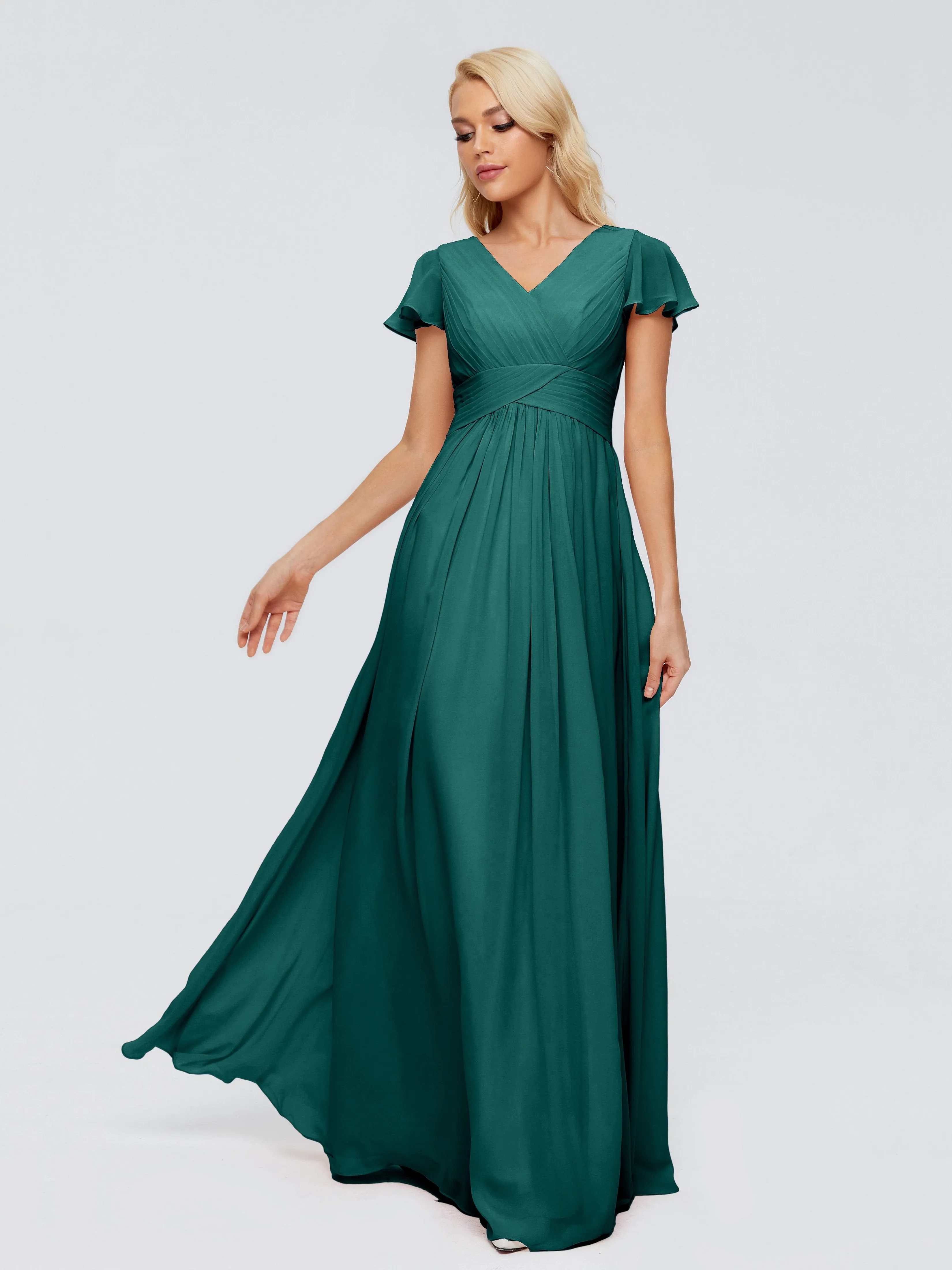 Charlie Cap Sleeves Elegant Chiffon Bridesmaid Dresses