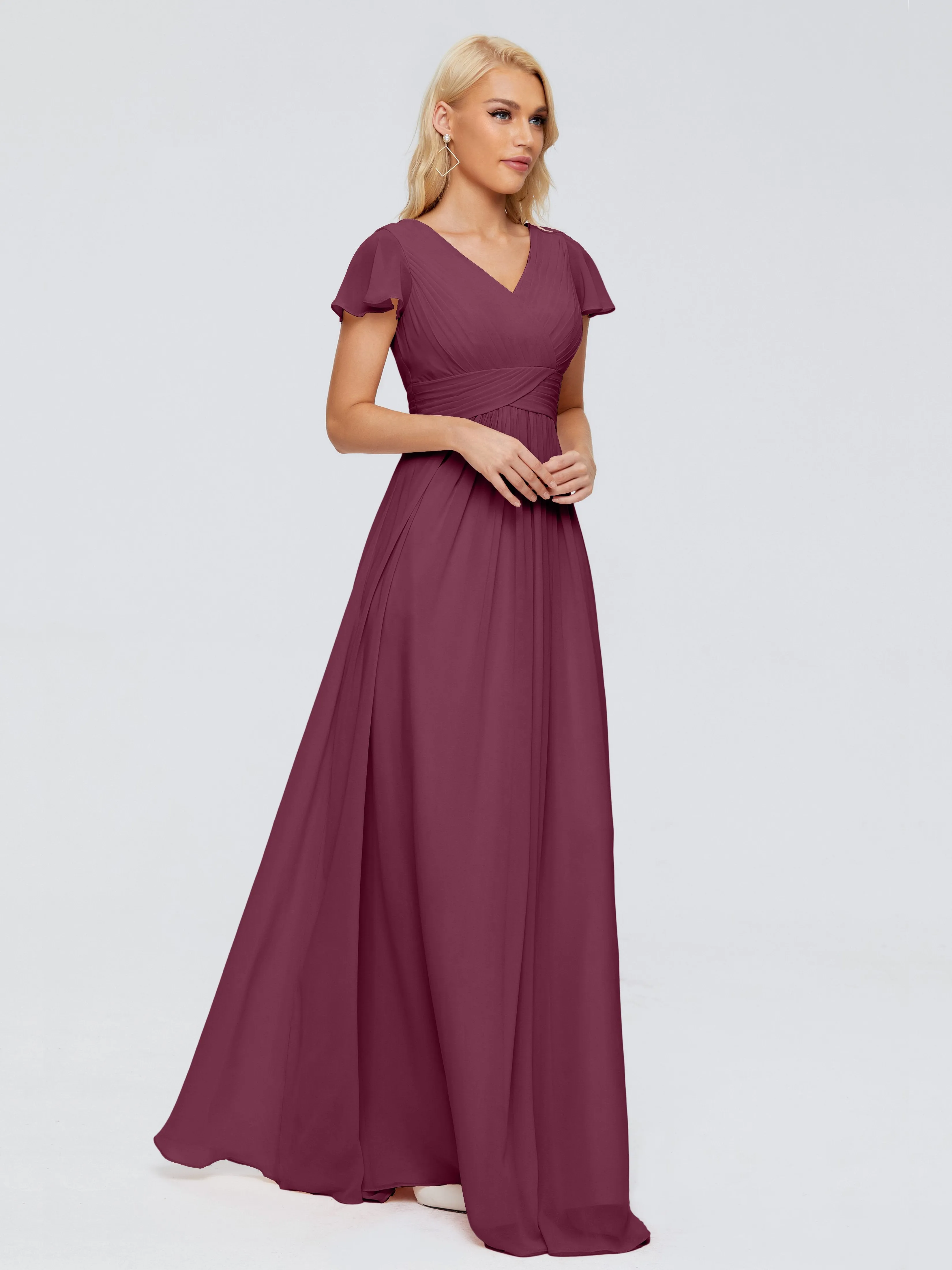 Charlie Cap Sleeves Elegant Chiffon Bridesmaid Dresses