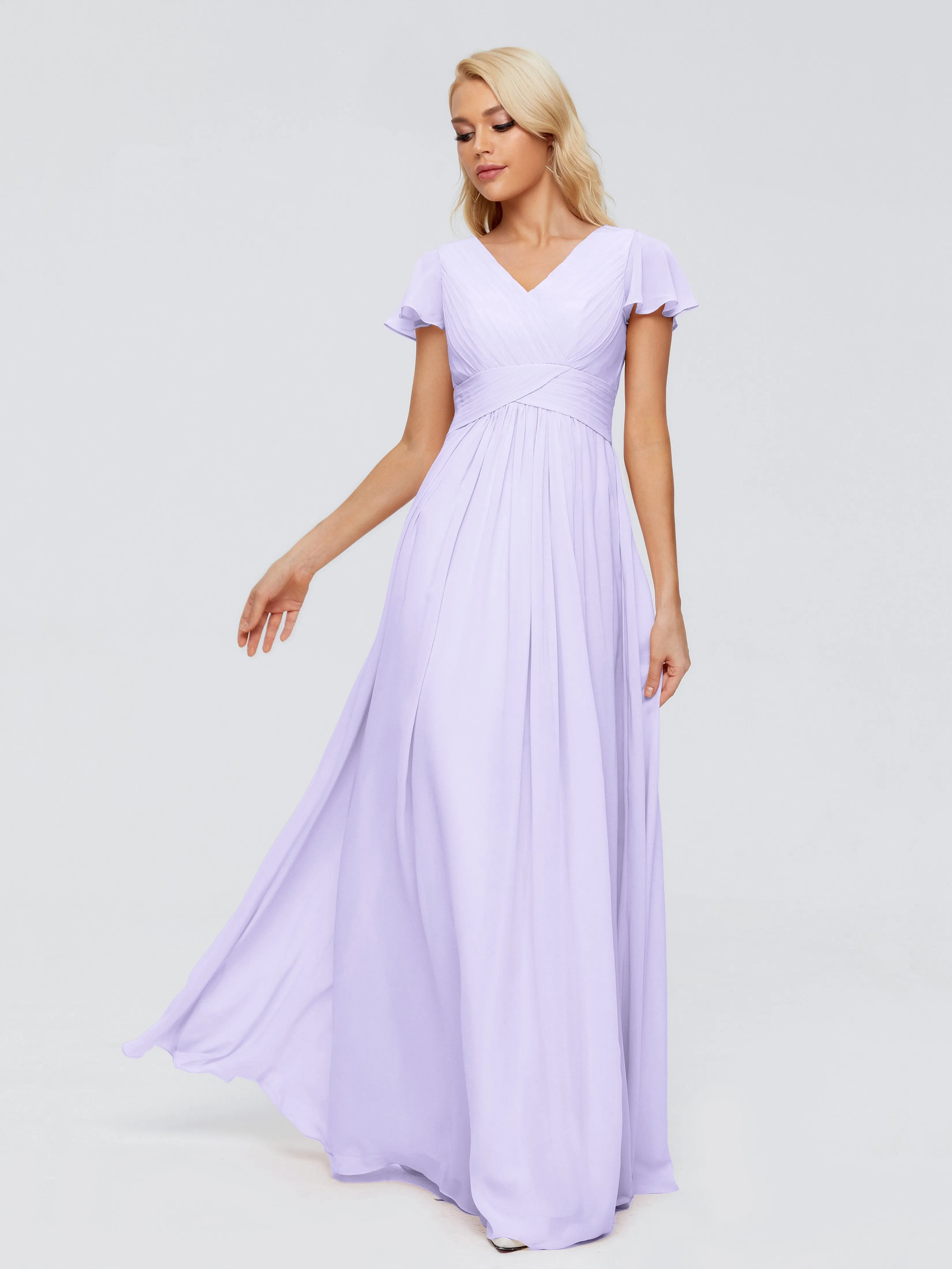 Charlie Cap Sleeves Elegant Chiffon Bridesmaid Dresses