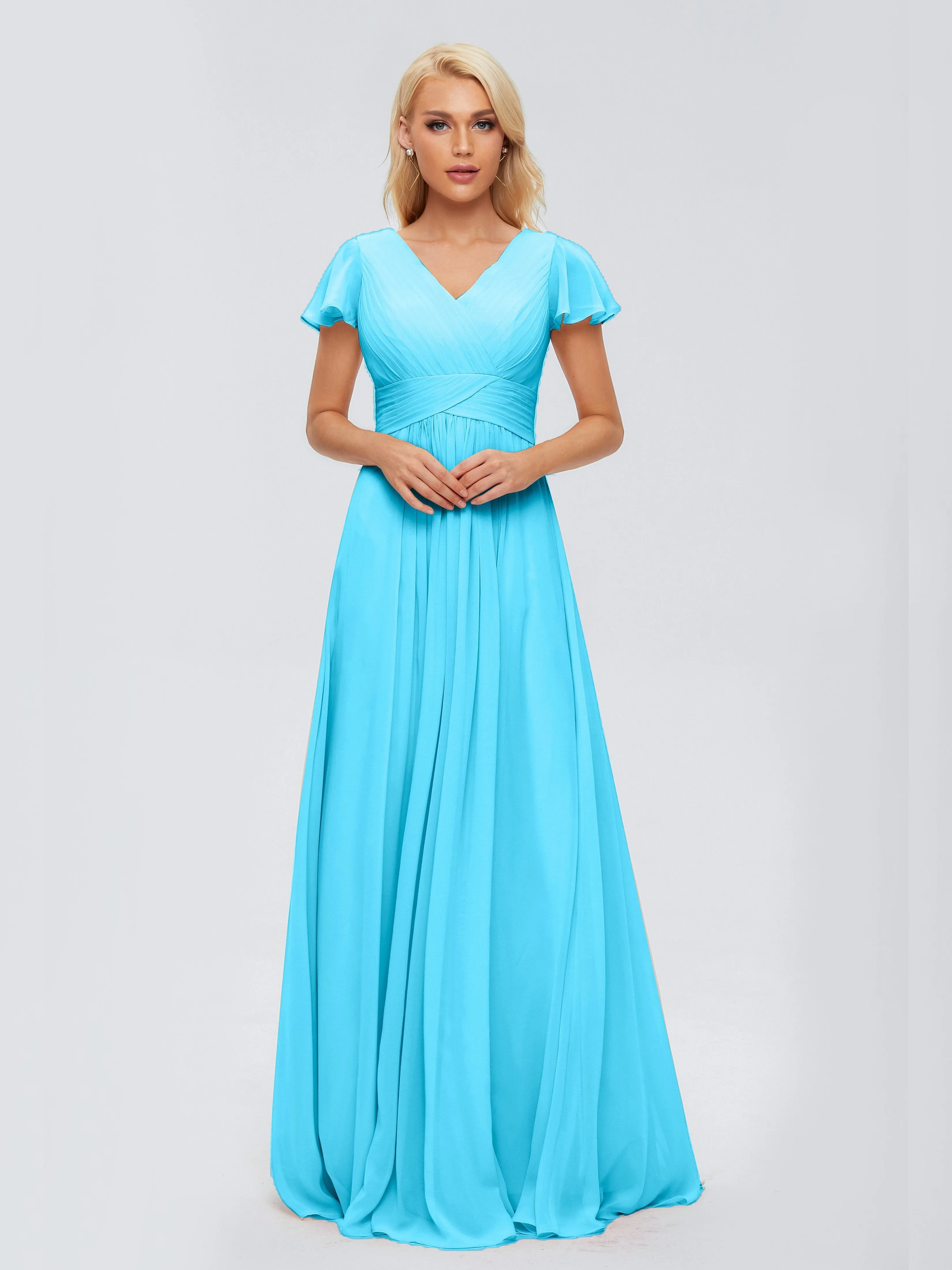 Charlie Cap Sleeves Elegant Chiffon Bridesmaid Dresses