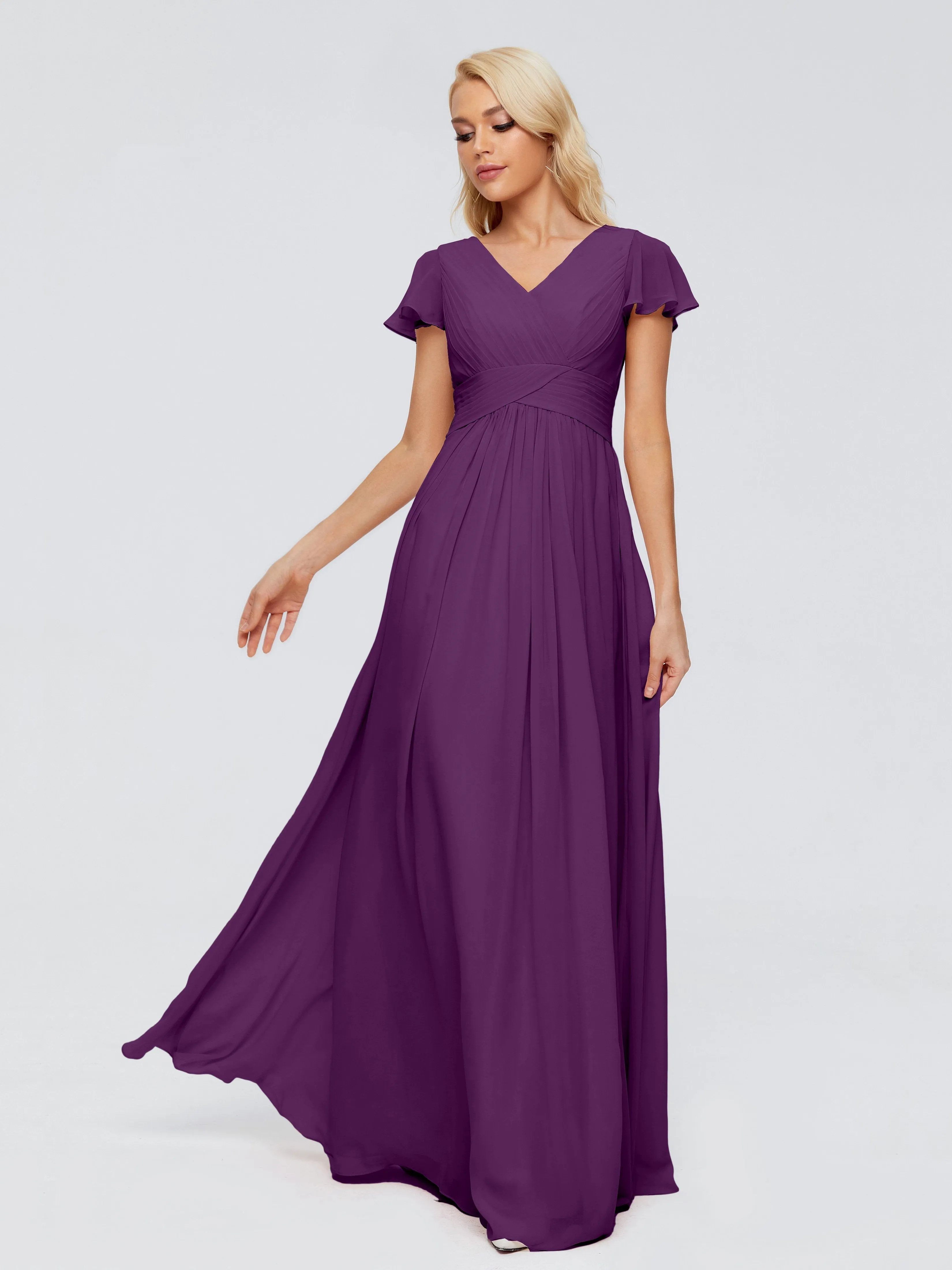 Charlie Cap Sleeves Elegant Chiffon Bridesmaid Dresses