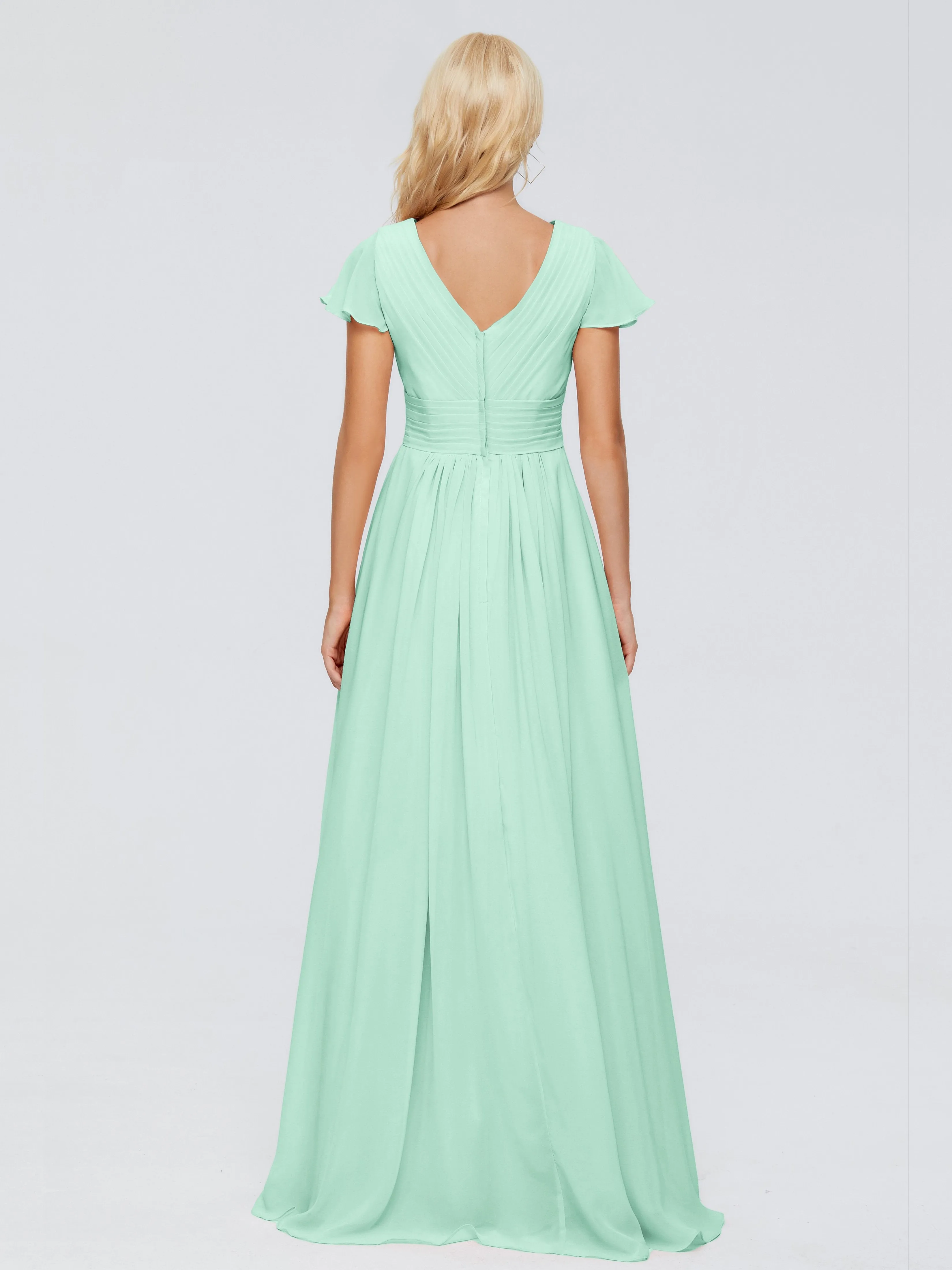 Charlie Cap Sleeves Elegant Chiffon Bridesmaid Dresses