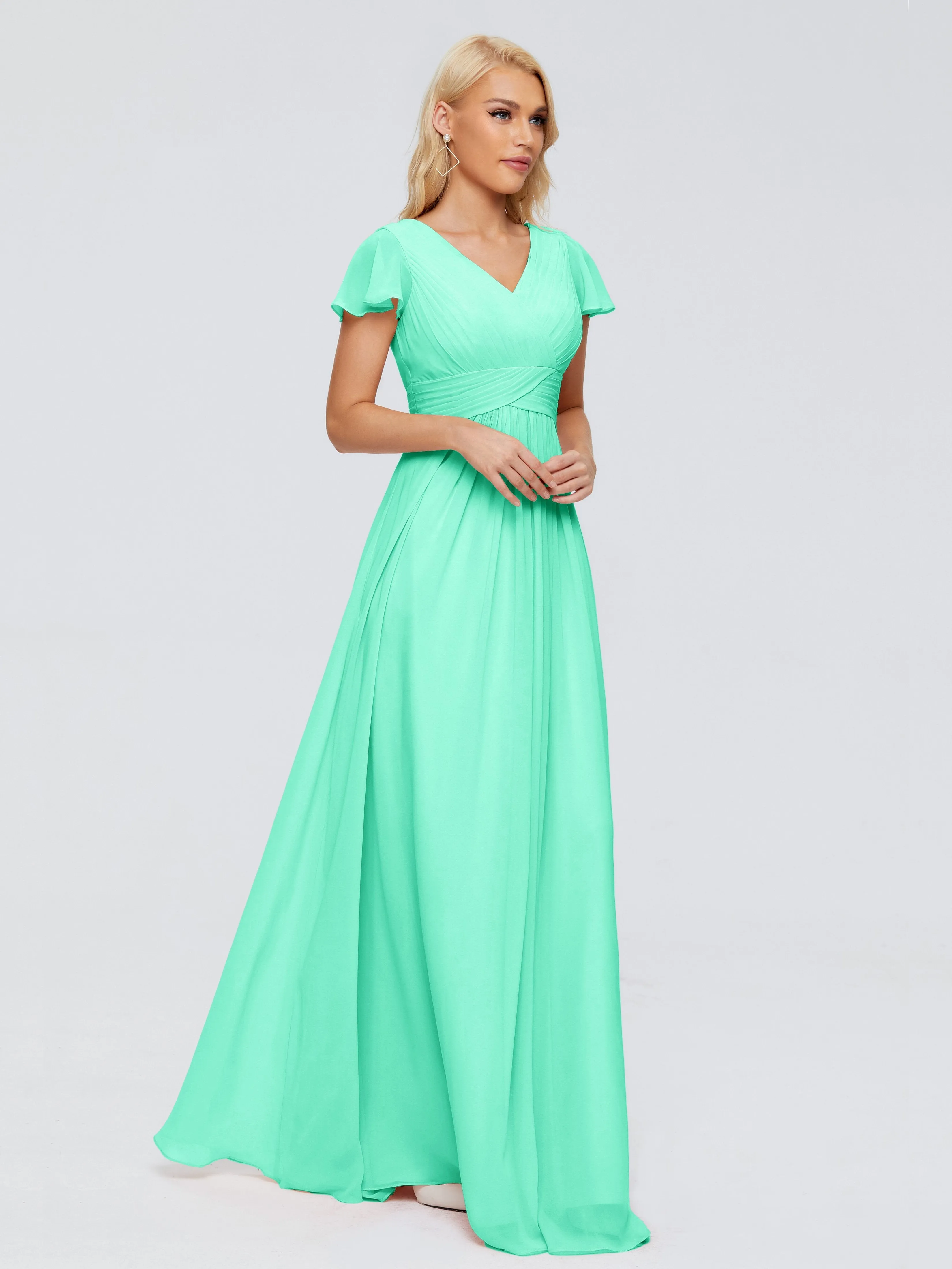 Charlie Cap Sleeves Elegant Chiffon Bridesmaid Dresses