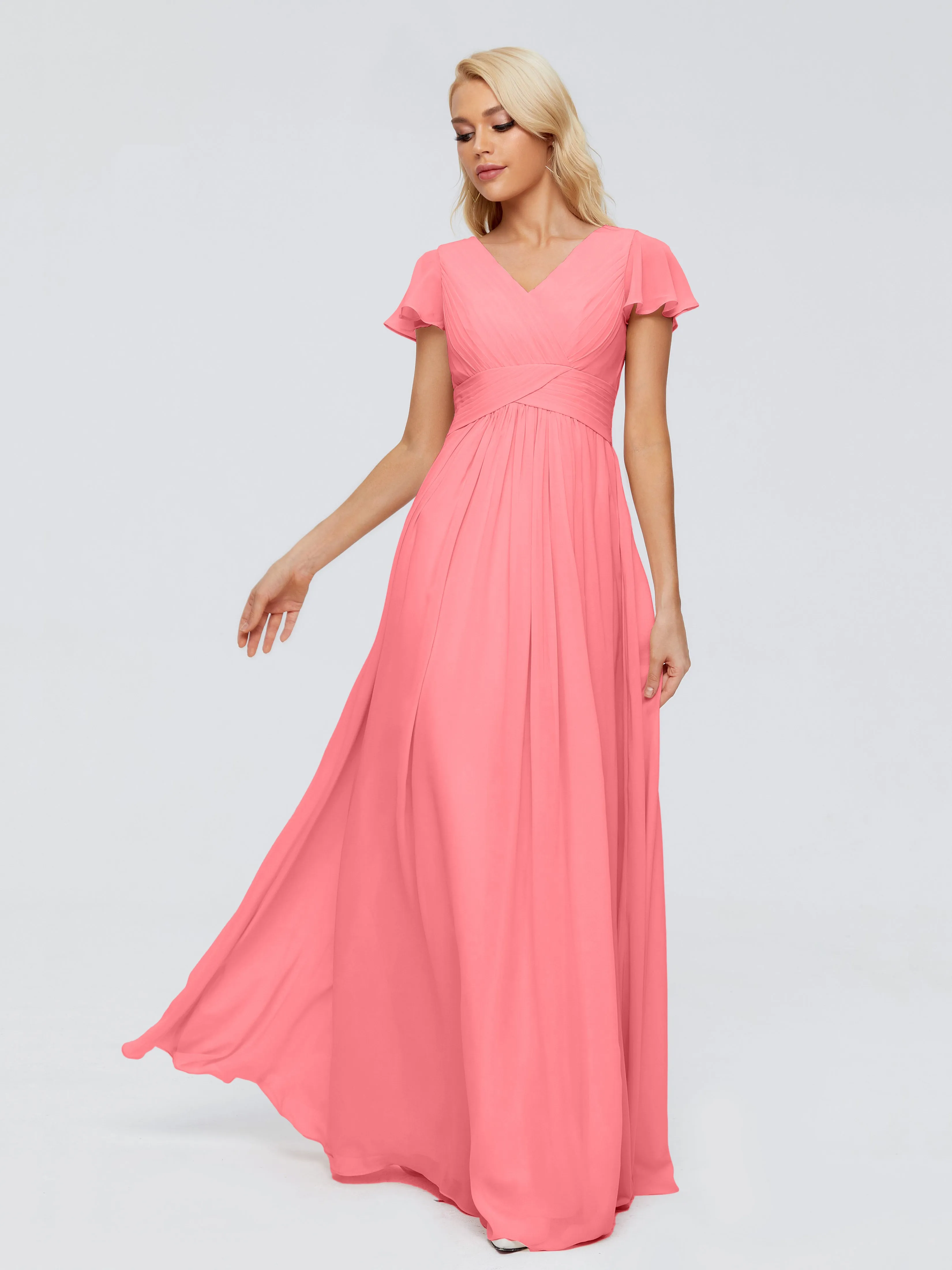 Charlie Cap Sleeves Elegant Chiffon Bridesmaid Dresses