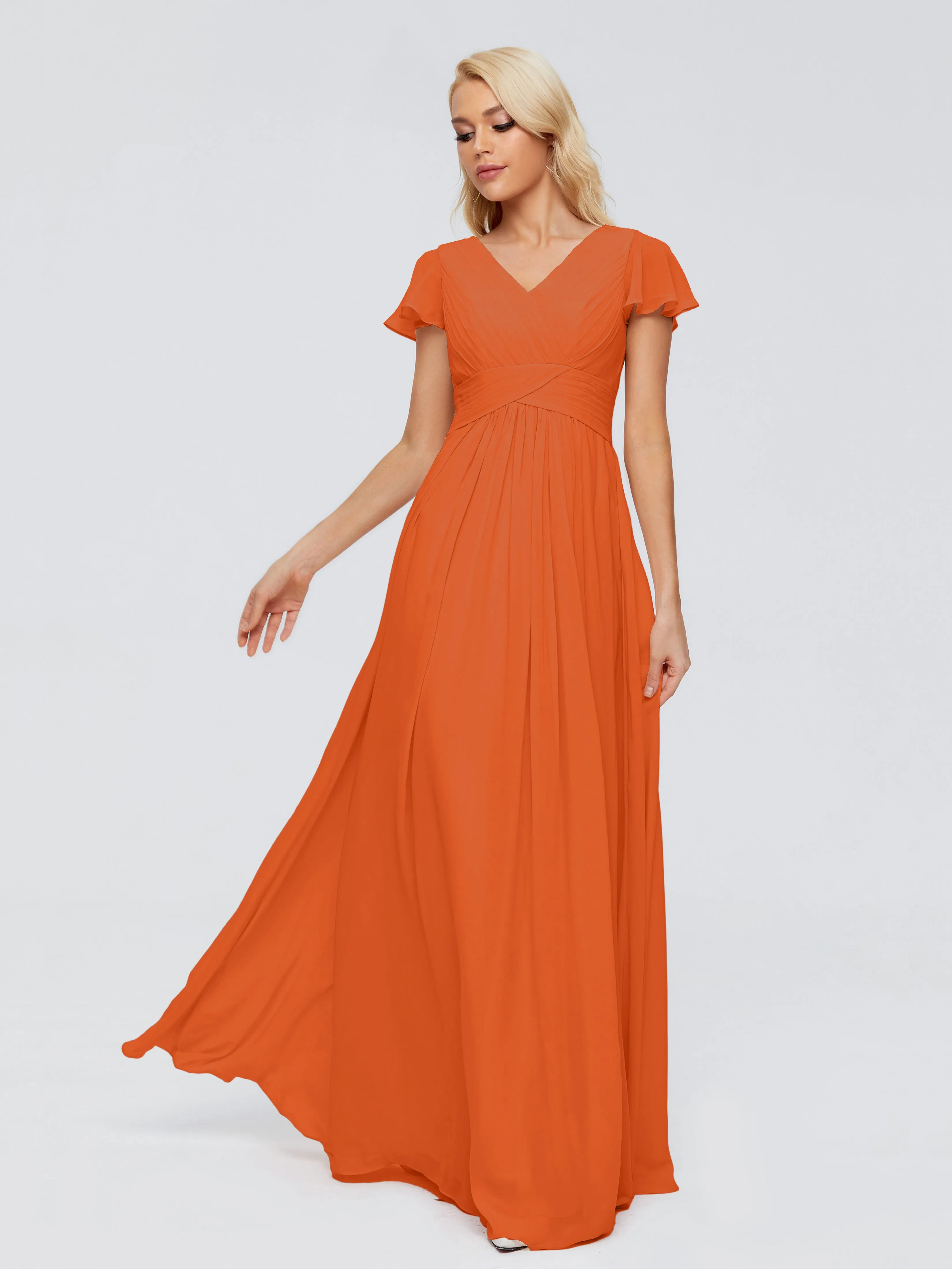 Charlie Cap Sleeves Elegant Chiffon Bridesmaid Dresses