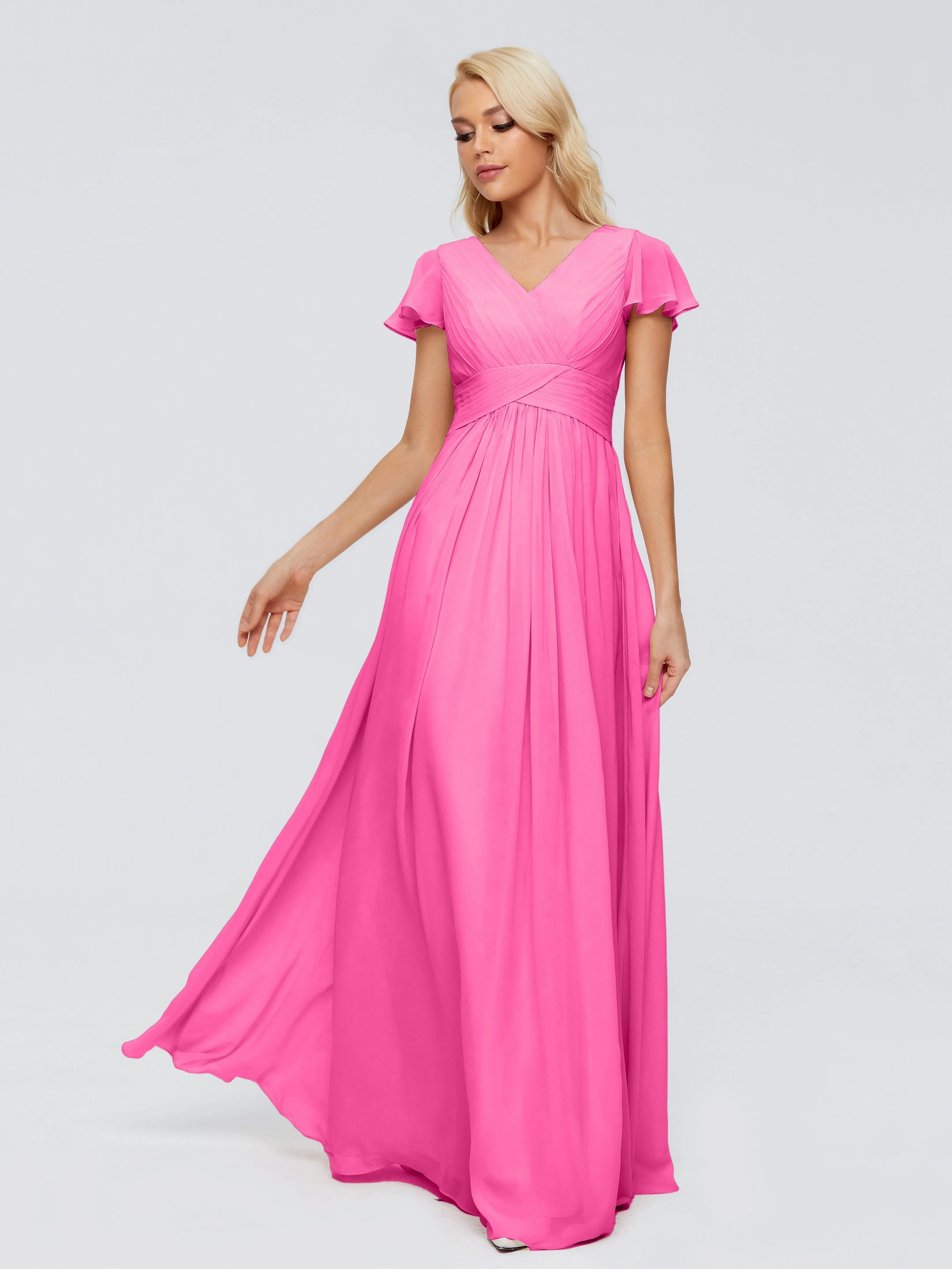 Charlie Cap Sleeves Elegant Chiffon Bridesmaid Dresses
