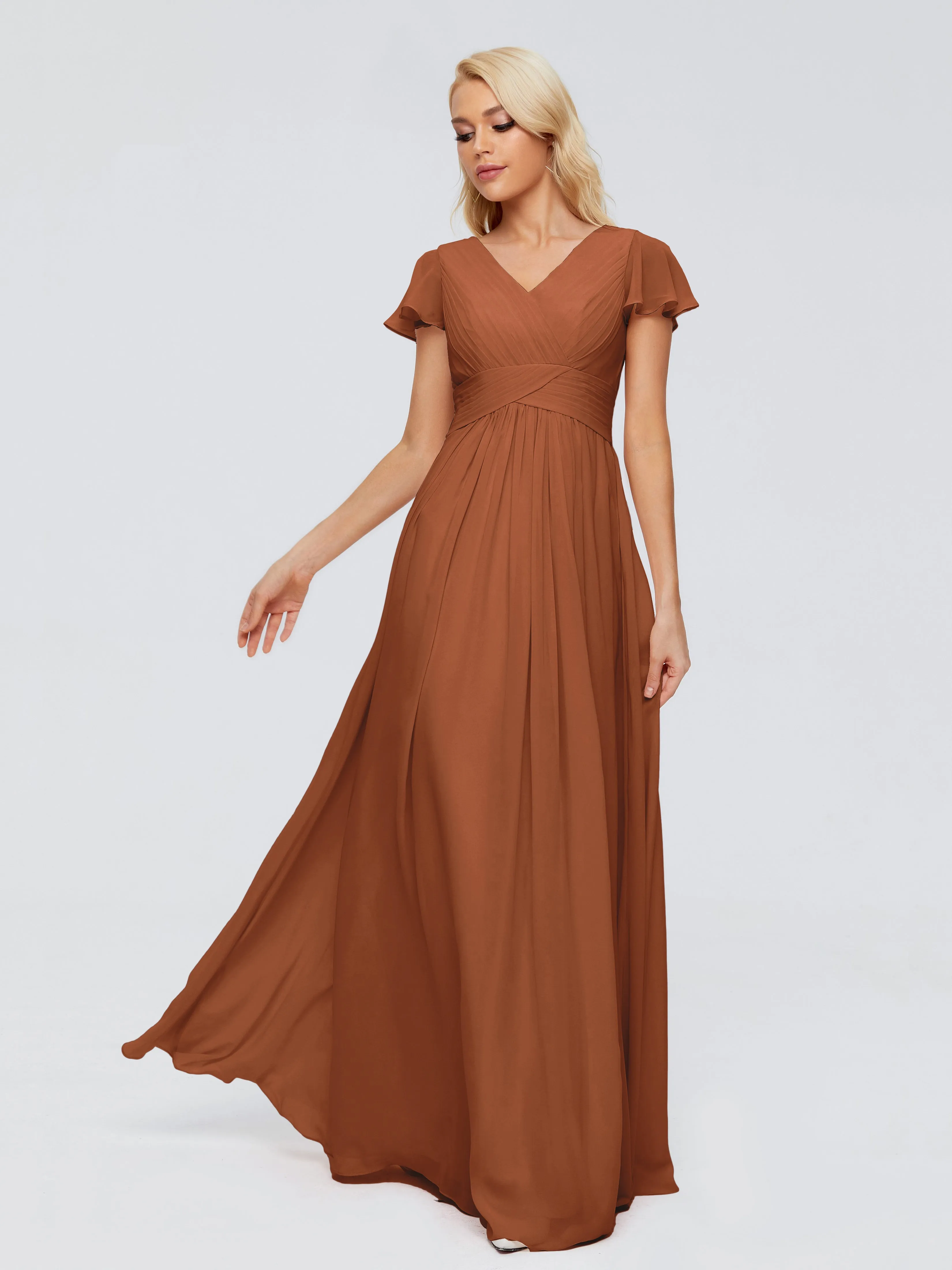 Charlie Cap Sleeves Elegant Chiffon Bridesmaid Dresses