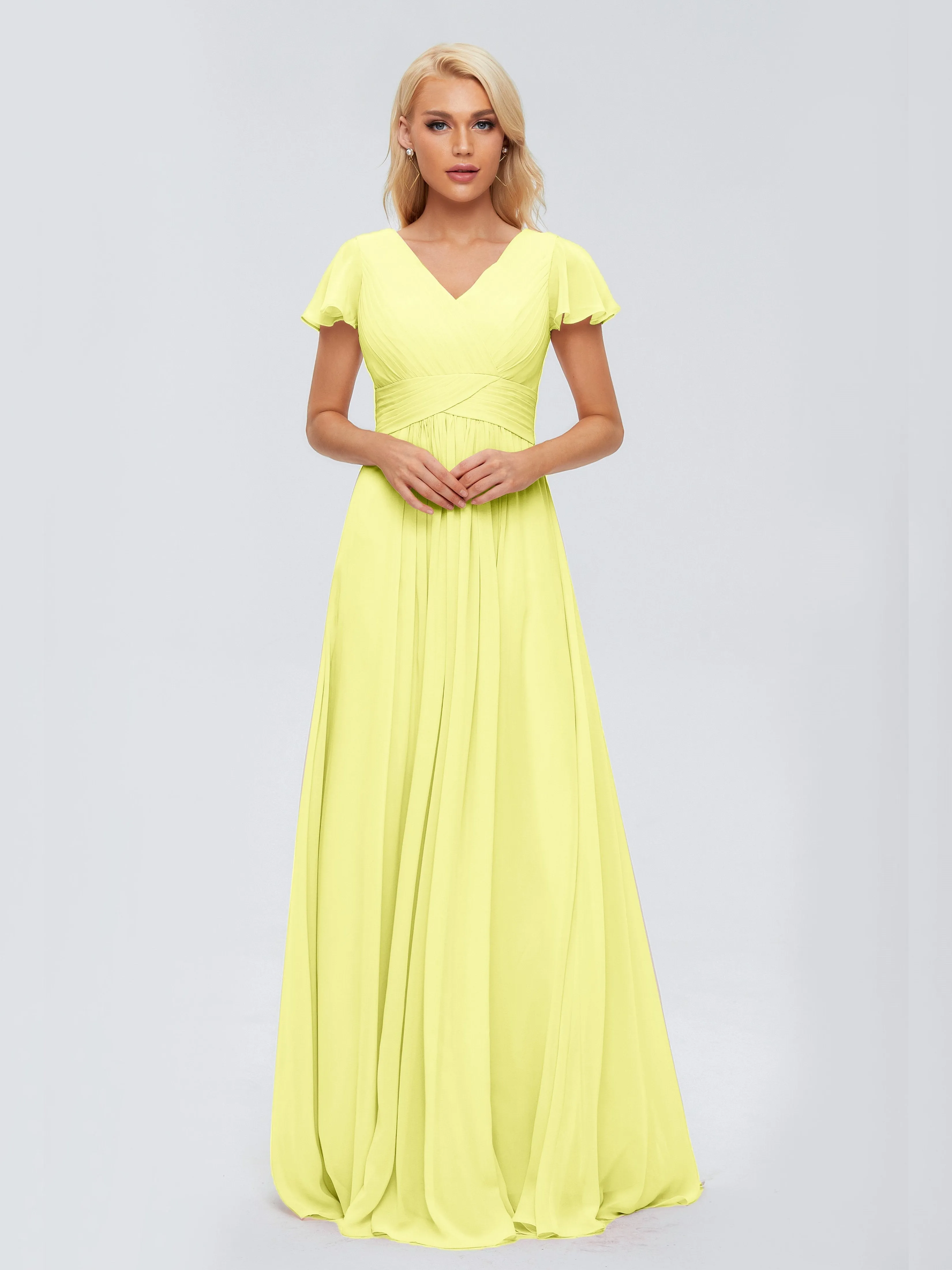 Charlie Cap Sleeves Elegant Chiffon Bridesmaid Dresses