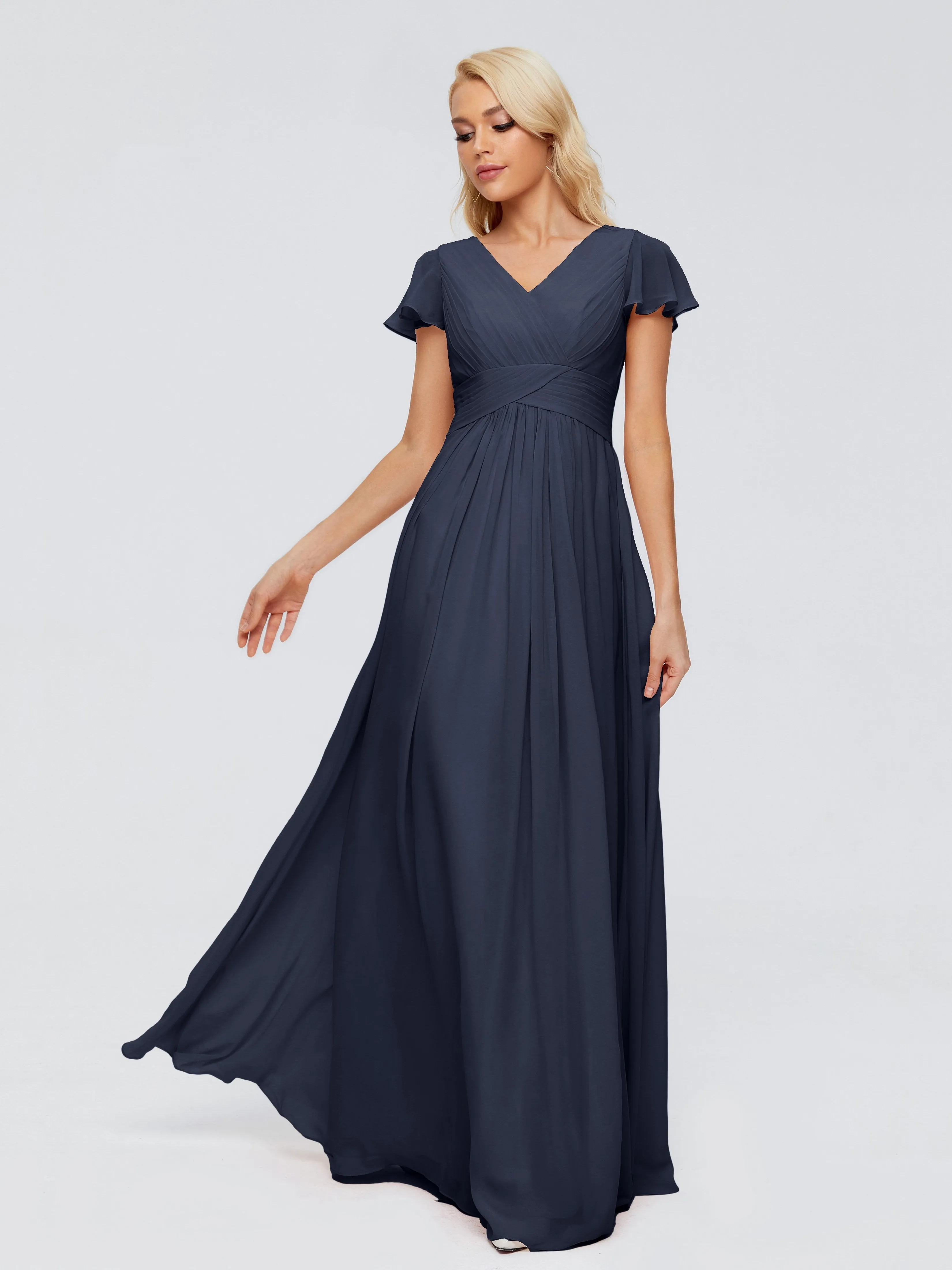 Charlie Cap Sleeves Elegant Chiffon Bridesmaid Dresses