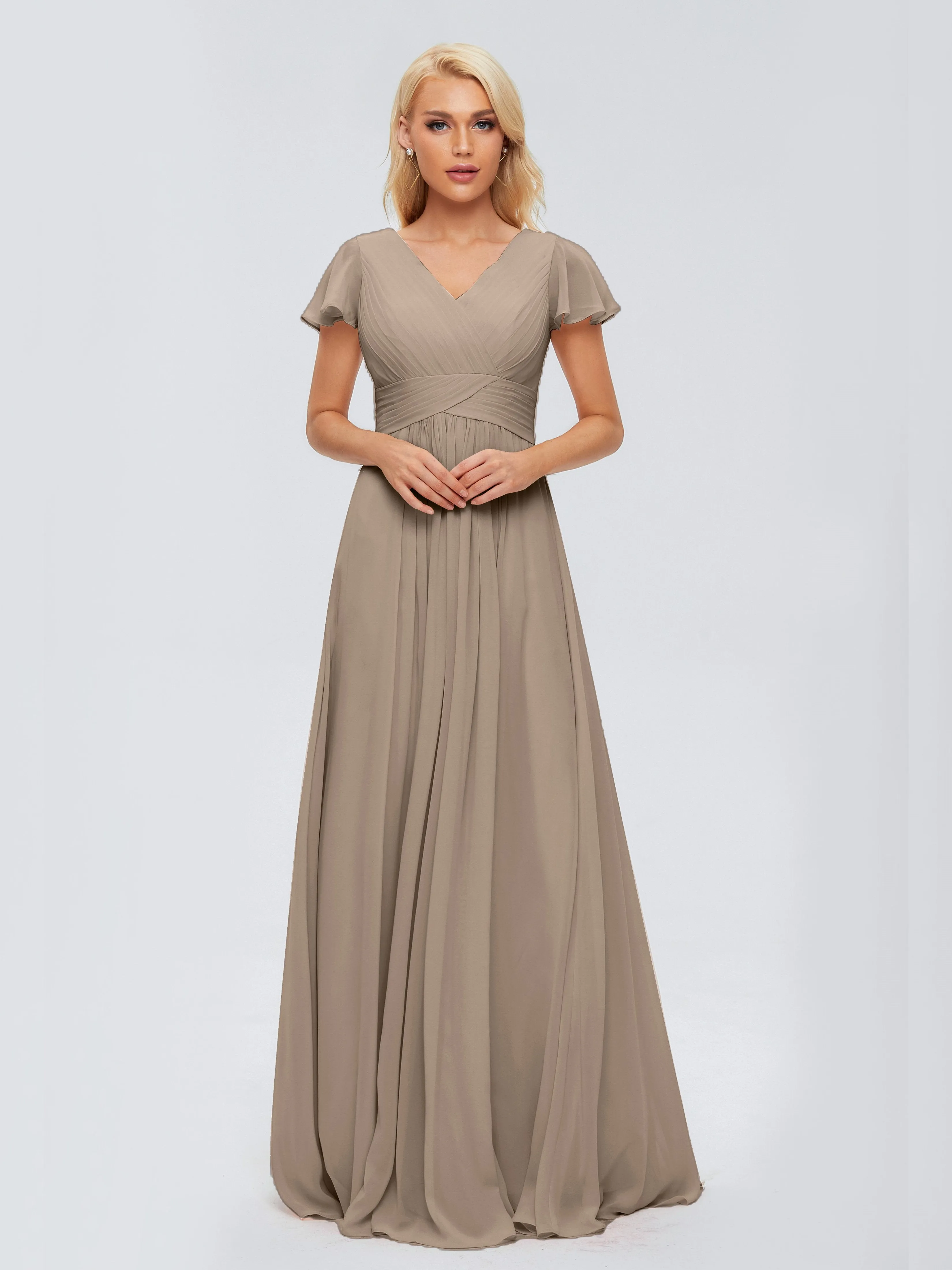 Charlie Cap Sleeves Elegant Chiffon Bridesmaid Dresses