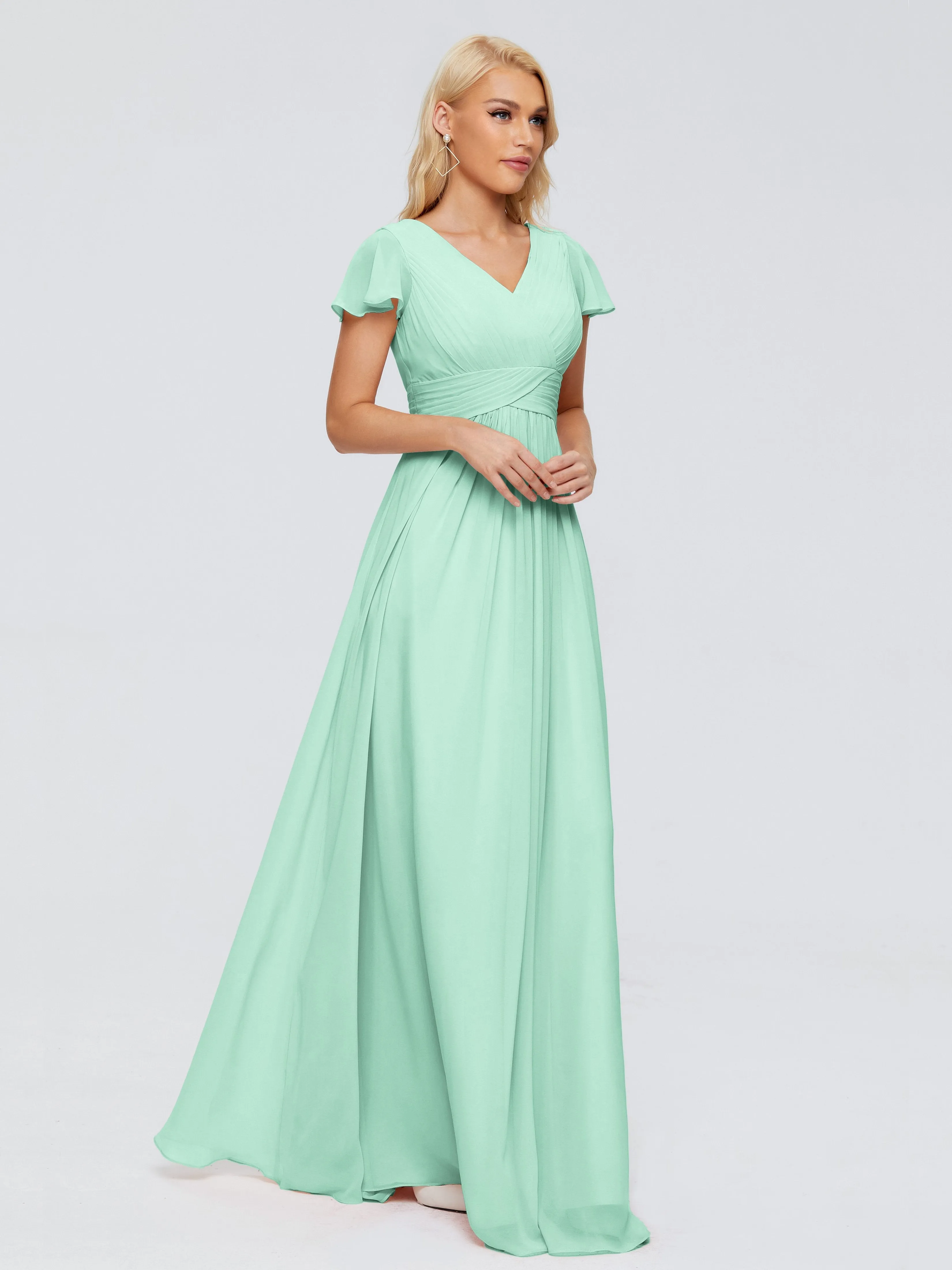 Charlie Cap Sleeves Elegant Chiffon Bridesmaid Dresses