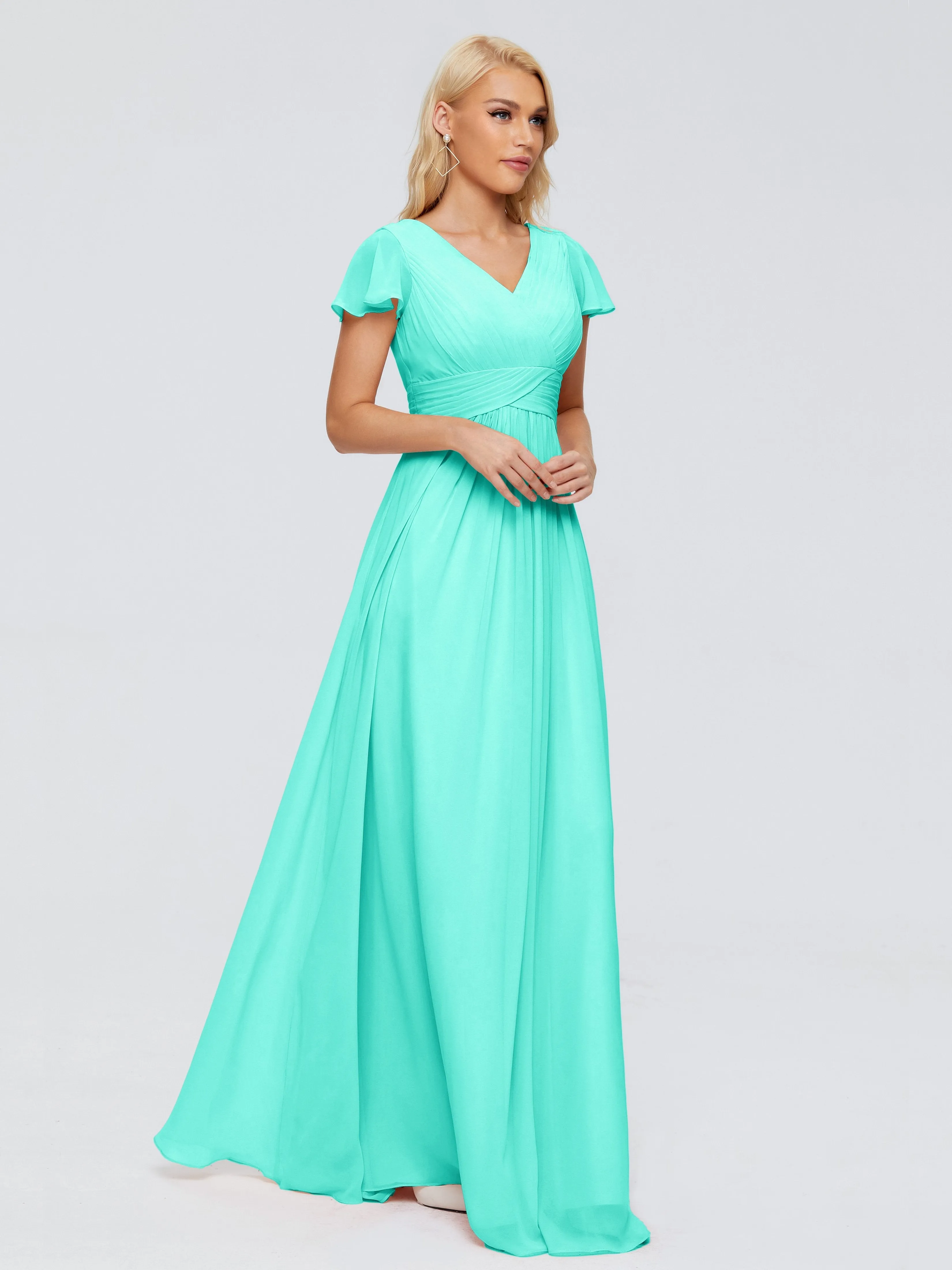Charlie Cap Sleeves Elegant Chiffon Bridesmaid Dresses