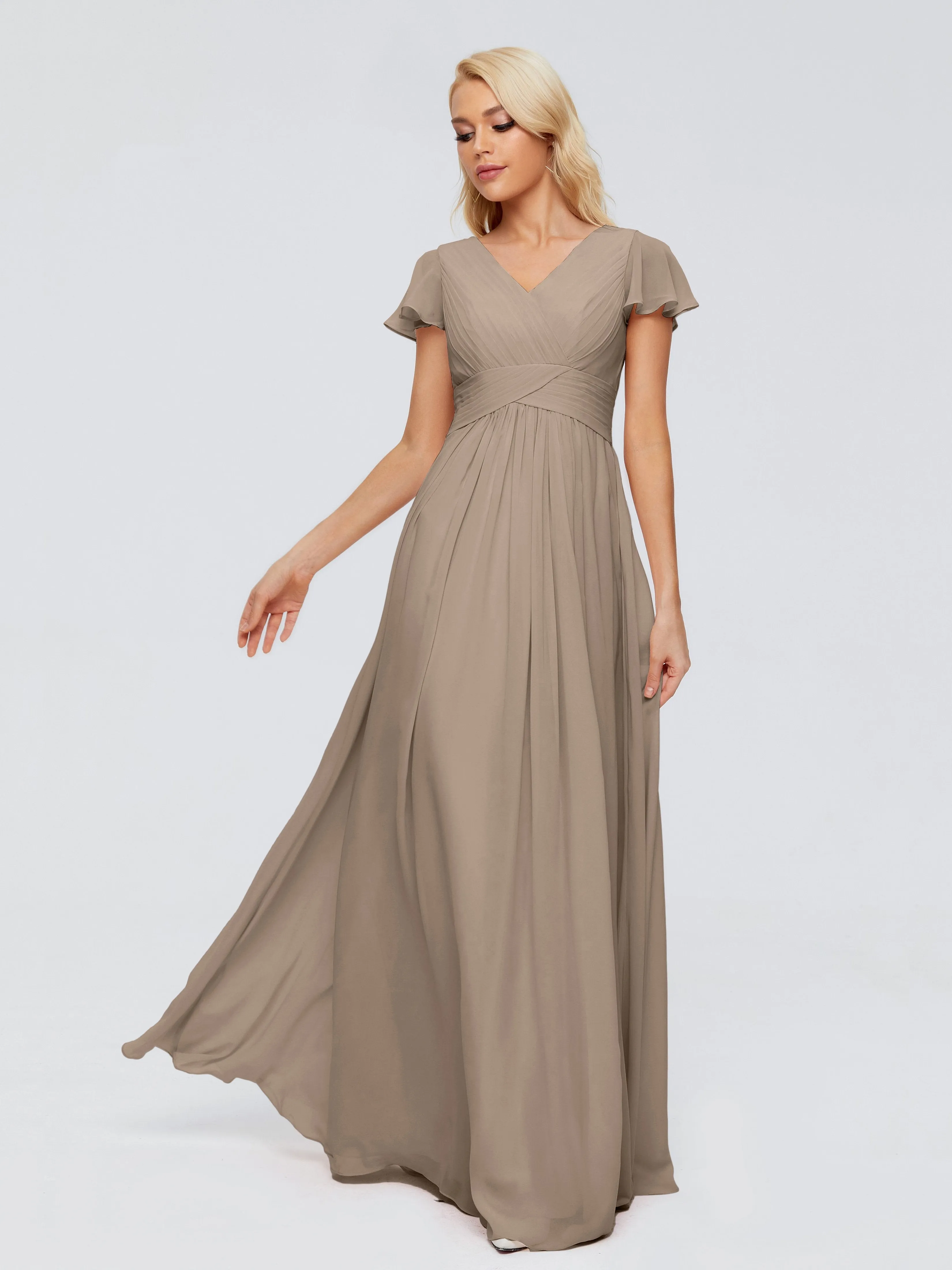 Charlie Cap Sleeves Elegant Chiffon Bridesmaid Dresses