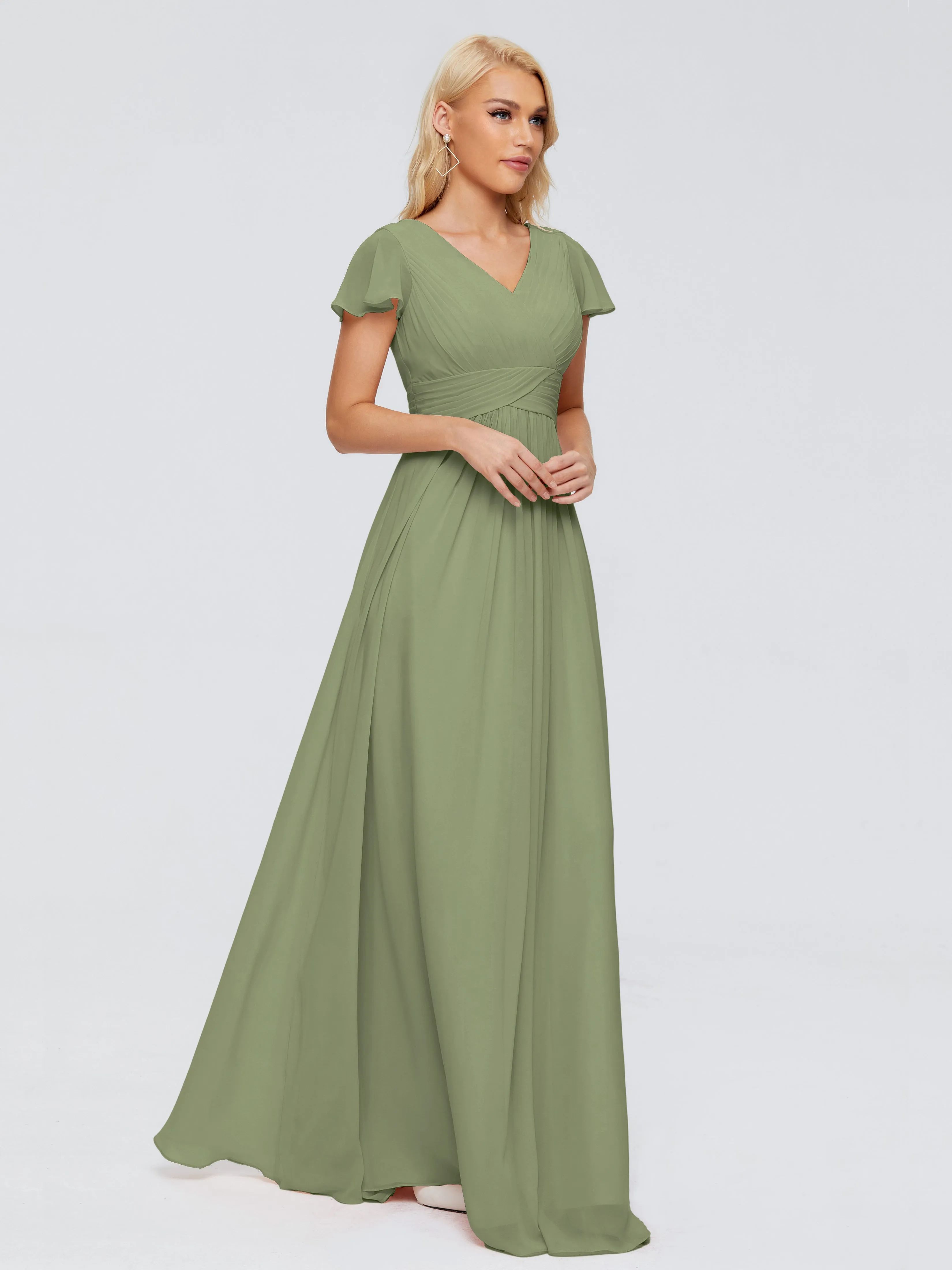 Charlie Cap Sleeves Elegant Chiffon Bridesmaid Dresses