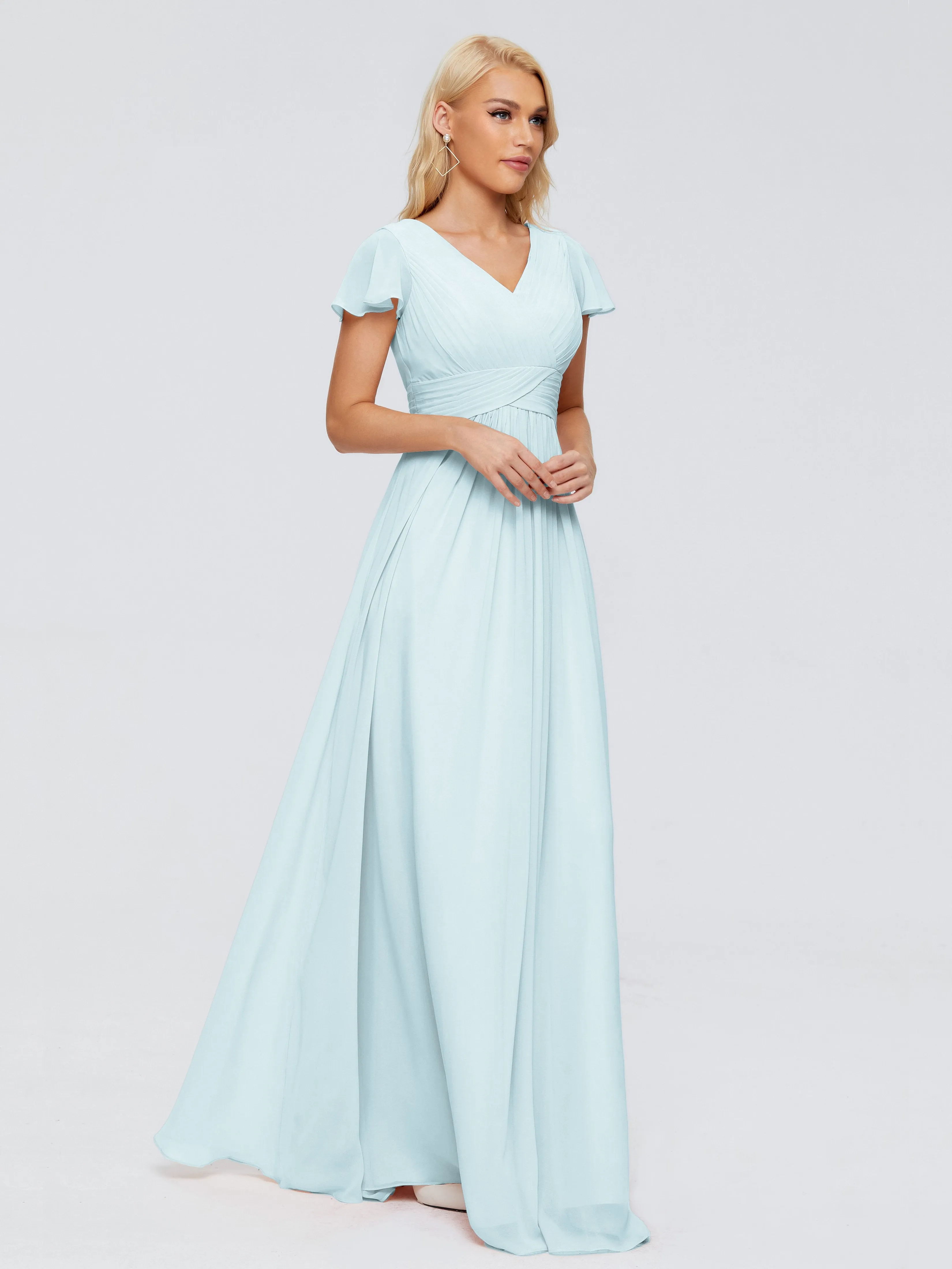 Charlie Cap Sleeves Elegant Chiffon Bridesmaid Dresses