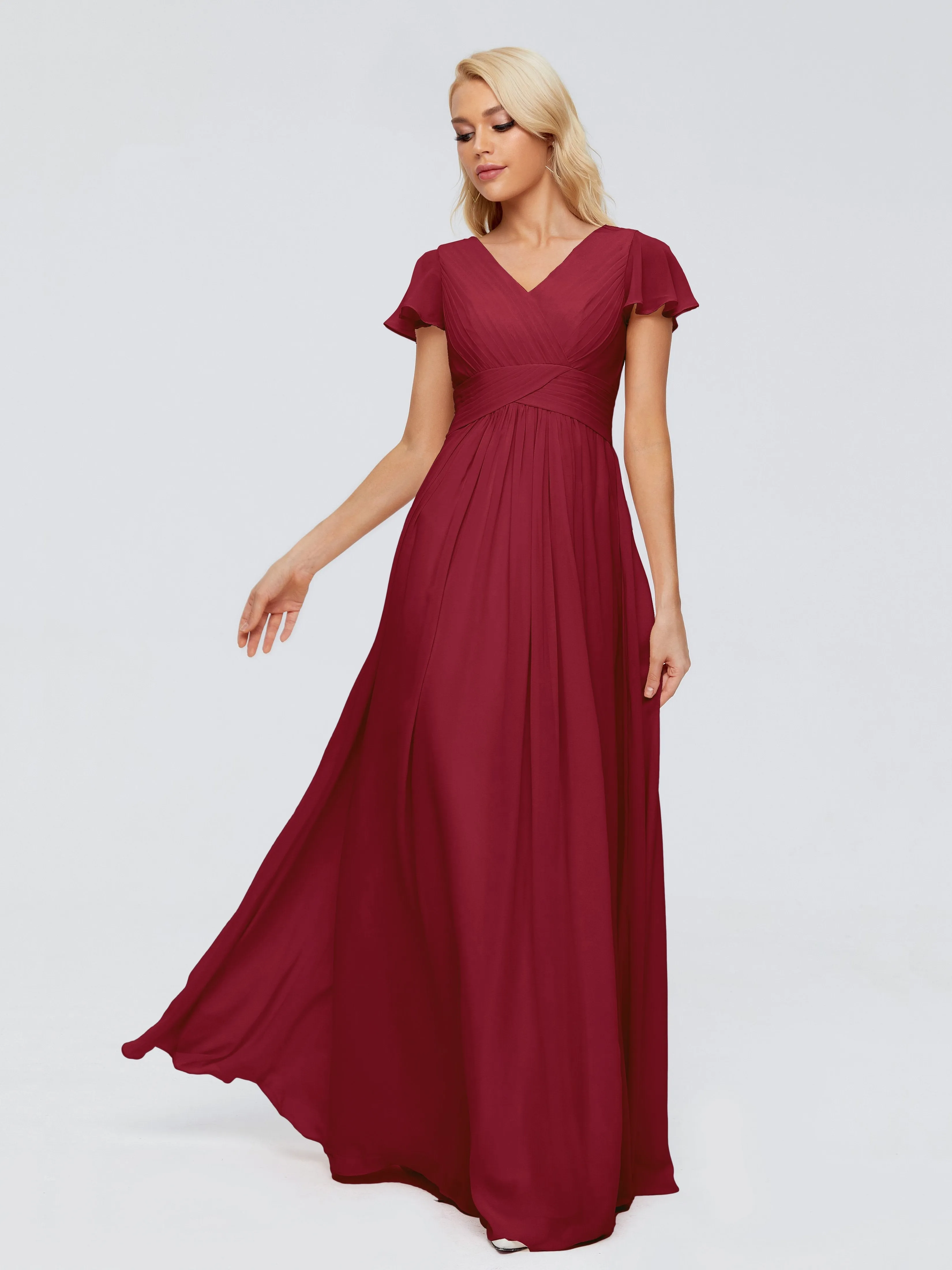Charlie Cap Sleeves Elegant Chiffon Bridesmaid Dresses