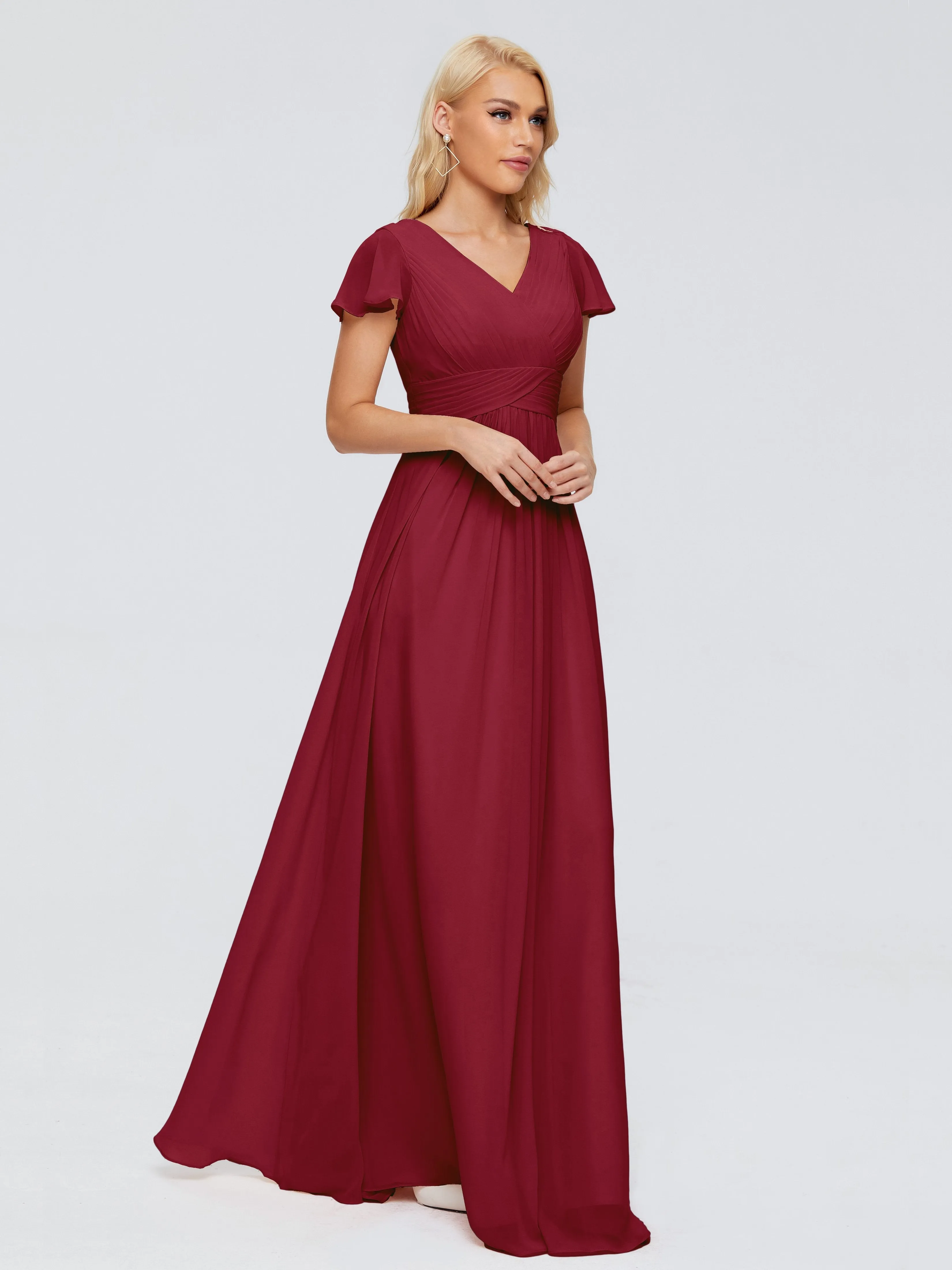 Charlie Cap Sleeves Elegant Chiffon Bridesmaid Dresses
