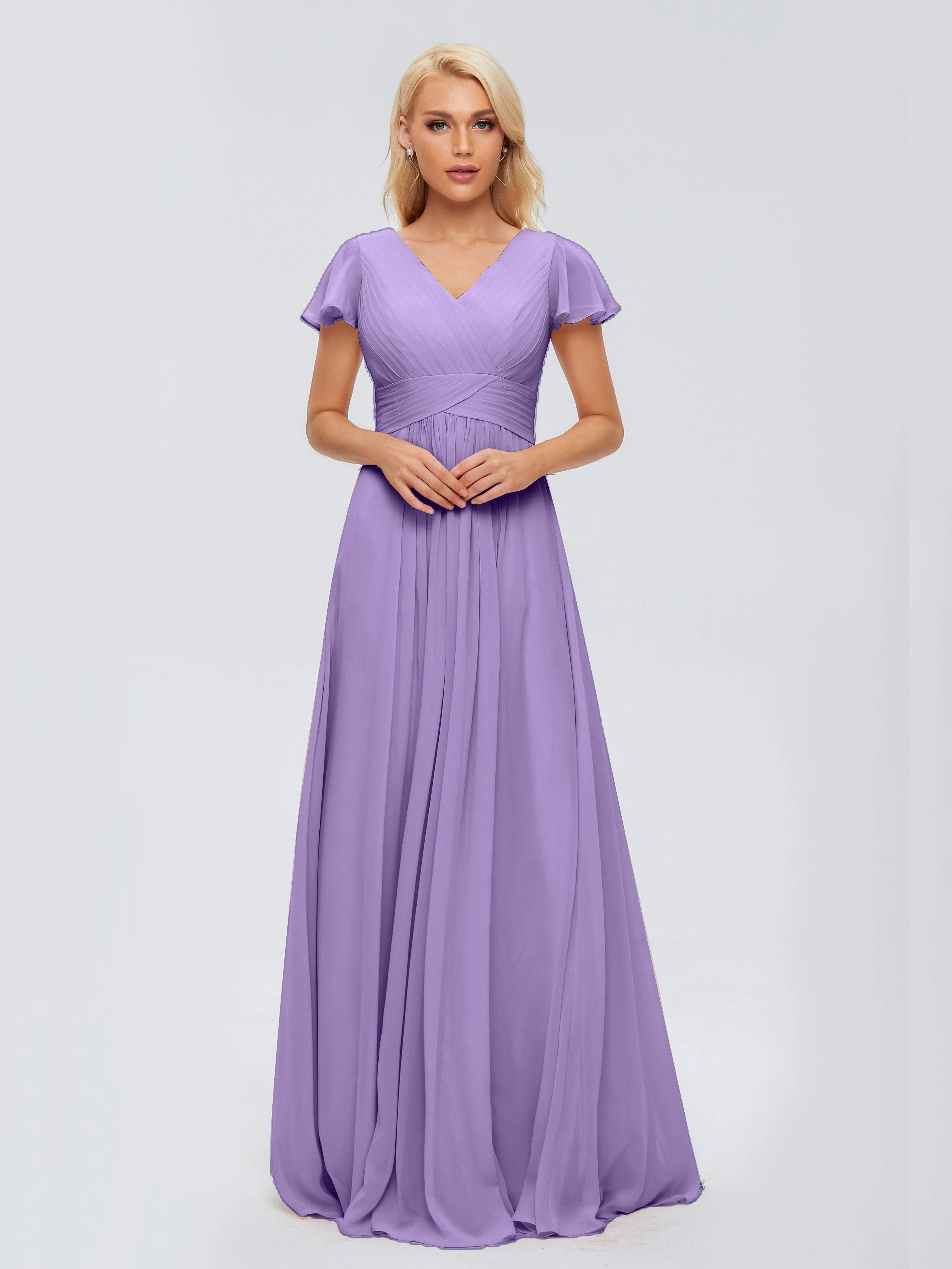 Charlie Cap Sleeves Elegant Chiffon Bridesmaid Dresses