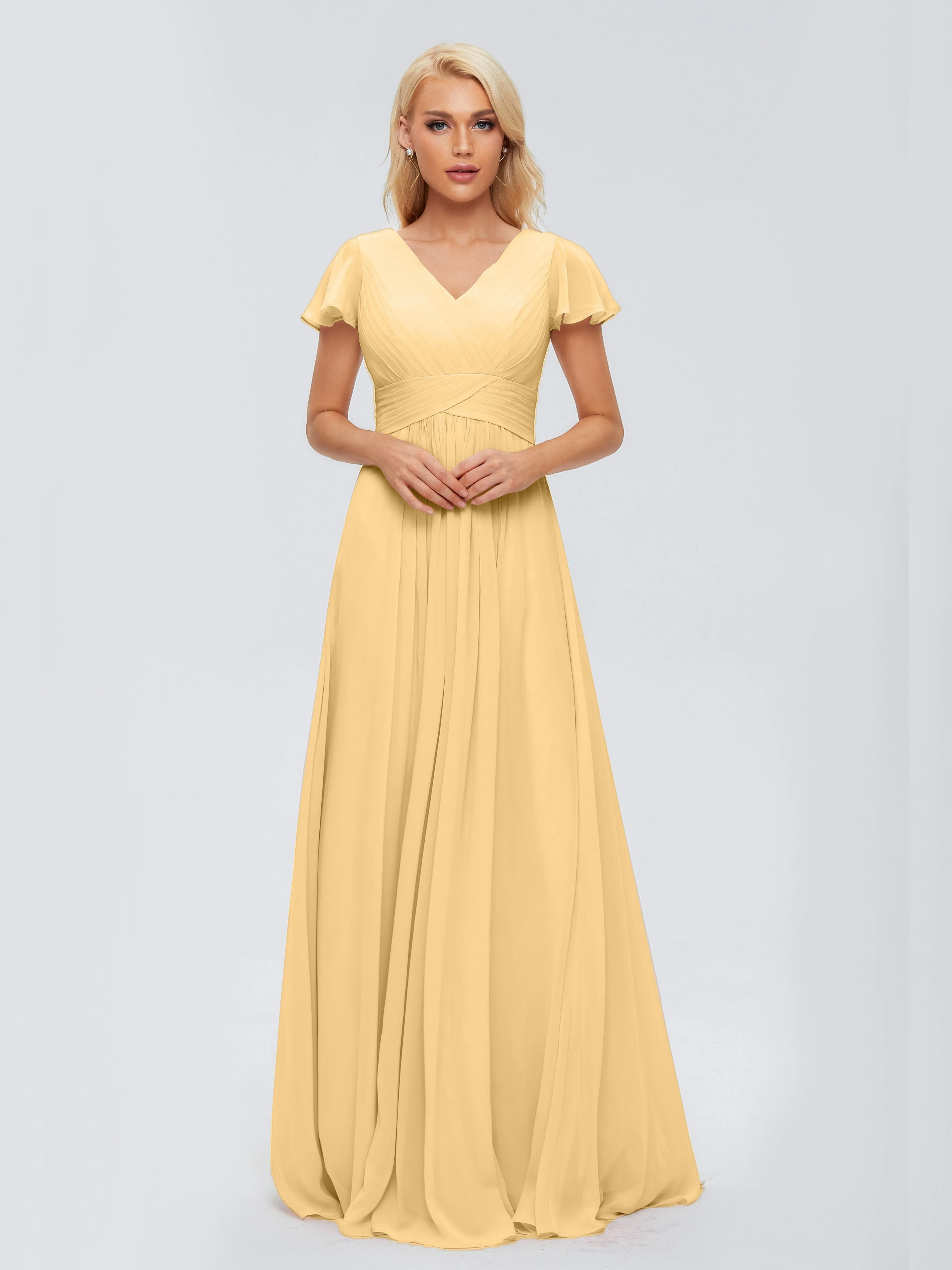 Charlie Cap Sleeves Elegant Chiffon Bridesmaid Dresses