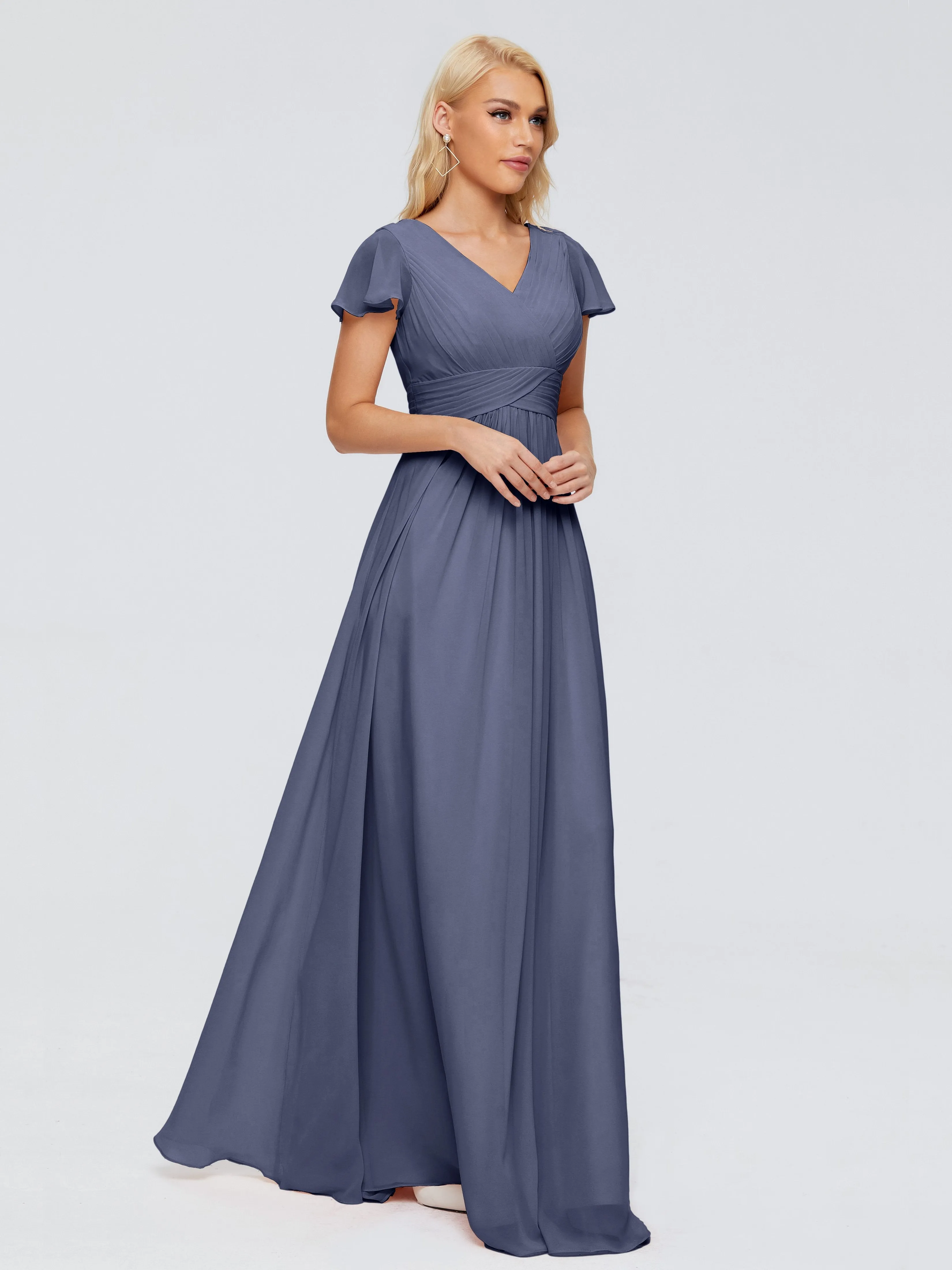 Charlie Cap Sleeves Elegant Chiffon Bridesmaid Dresses