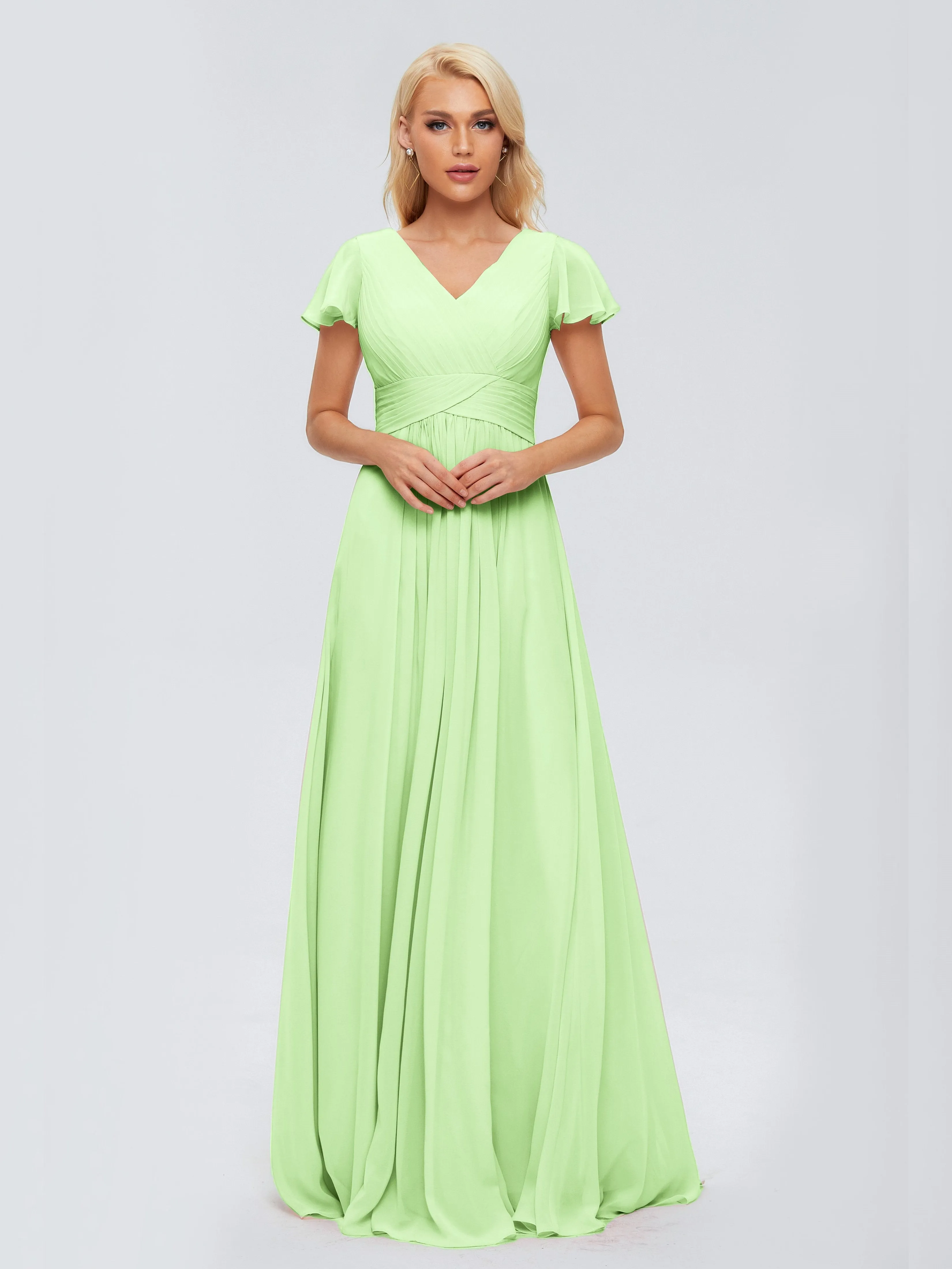 Charlie Cap Sleeves Elegant Chiffon Bridesmaid Dresses