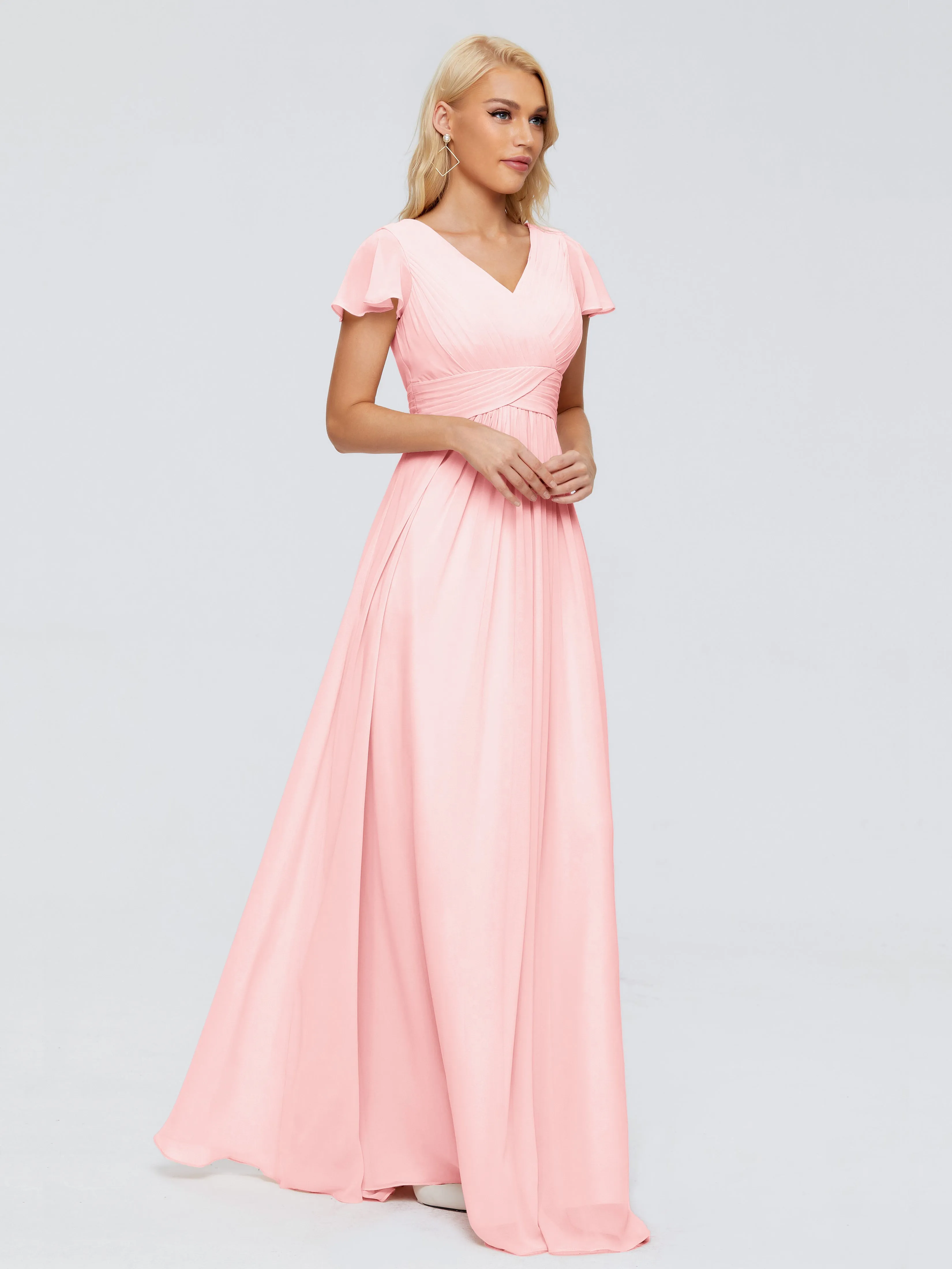 Charlie Cap Sleeves Elegant Chiffon Bridesmaid Dresses