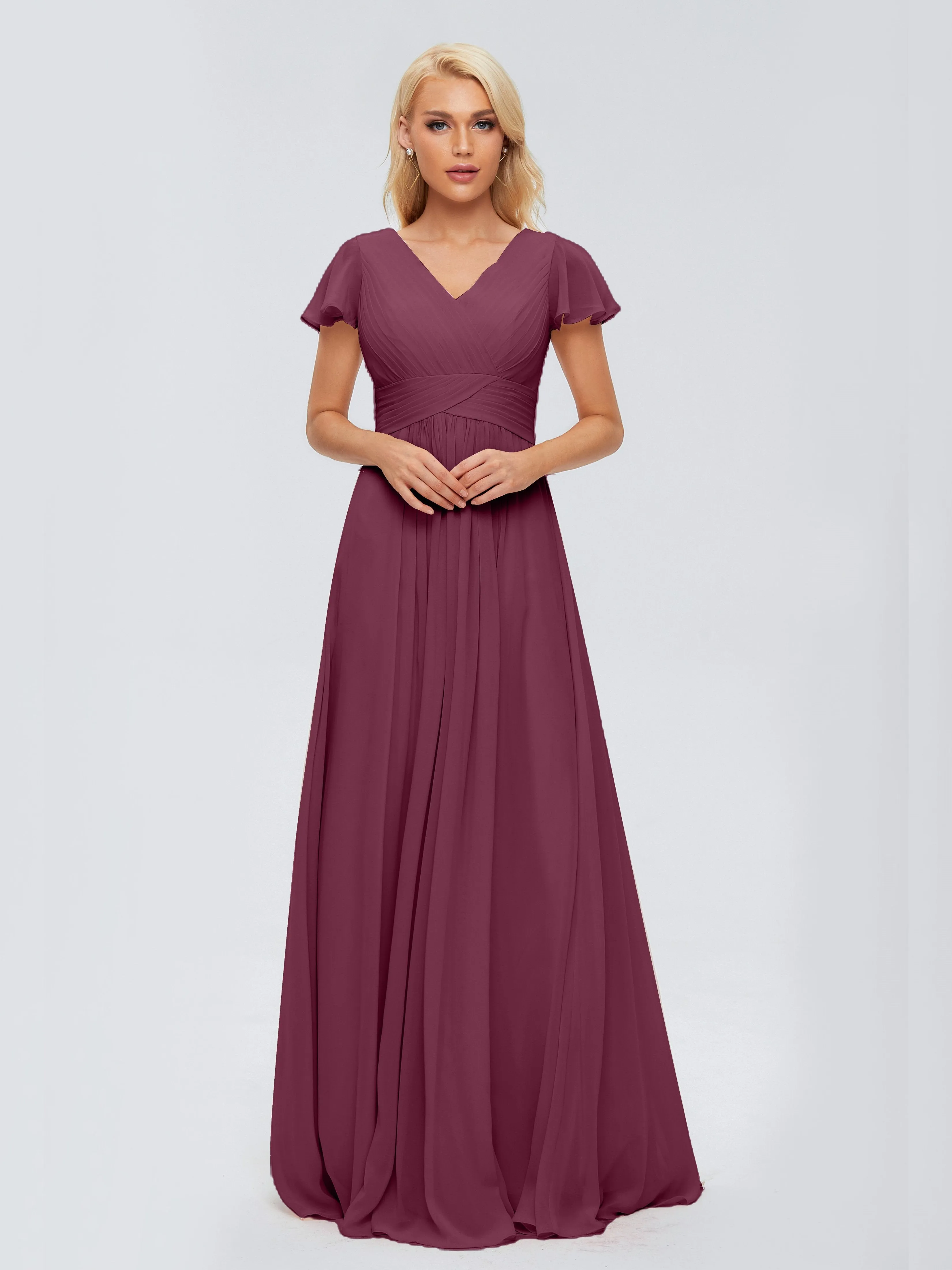 Charlie Cap Sleeves Elegant Chiffon Bridesmaid Dresses