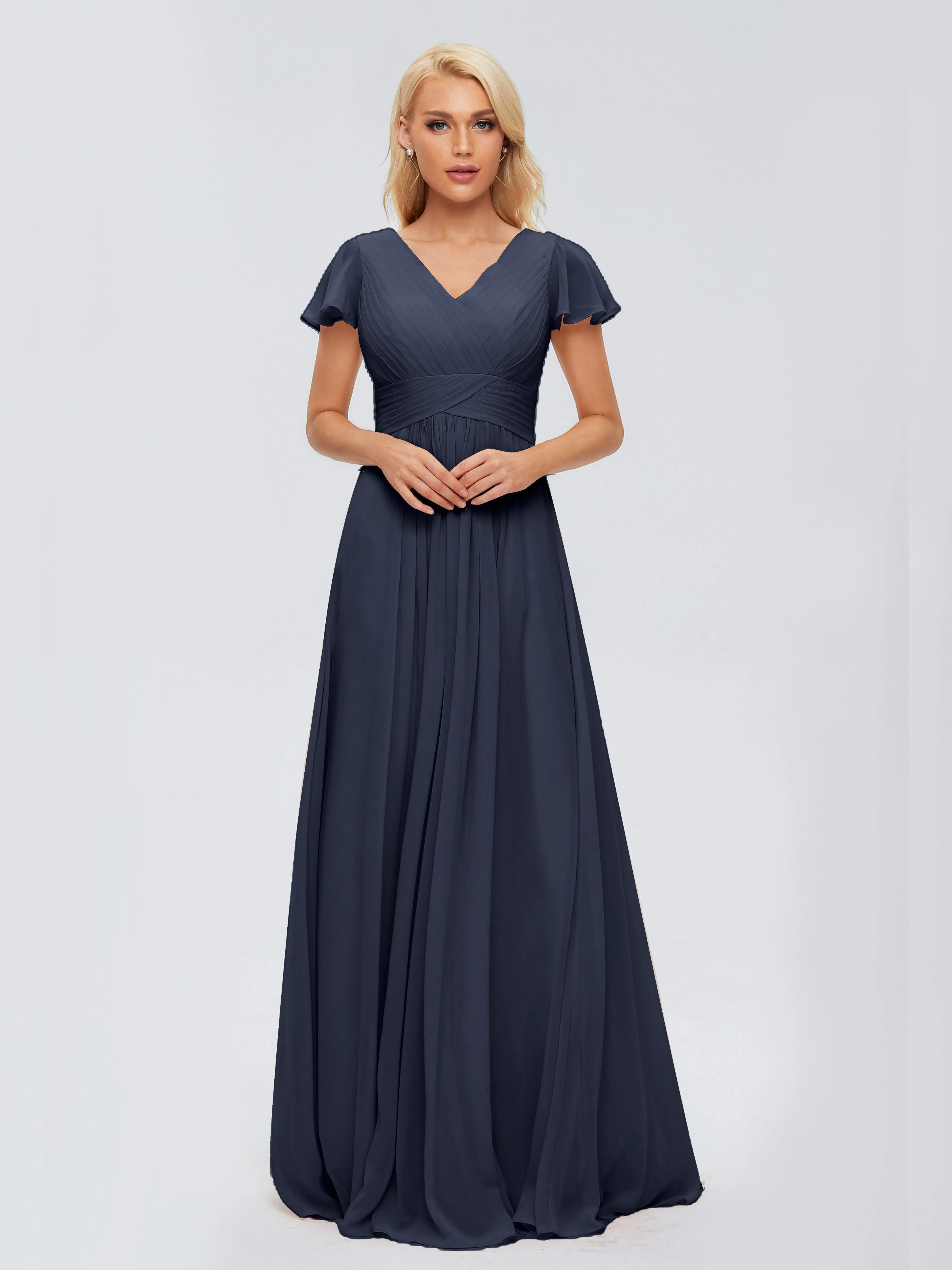 Charlie Cap Sleeves Elegant Chiffon Bridesmaid Dresses