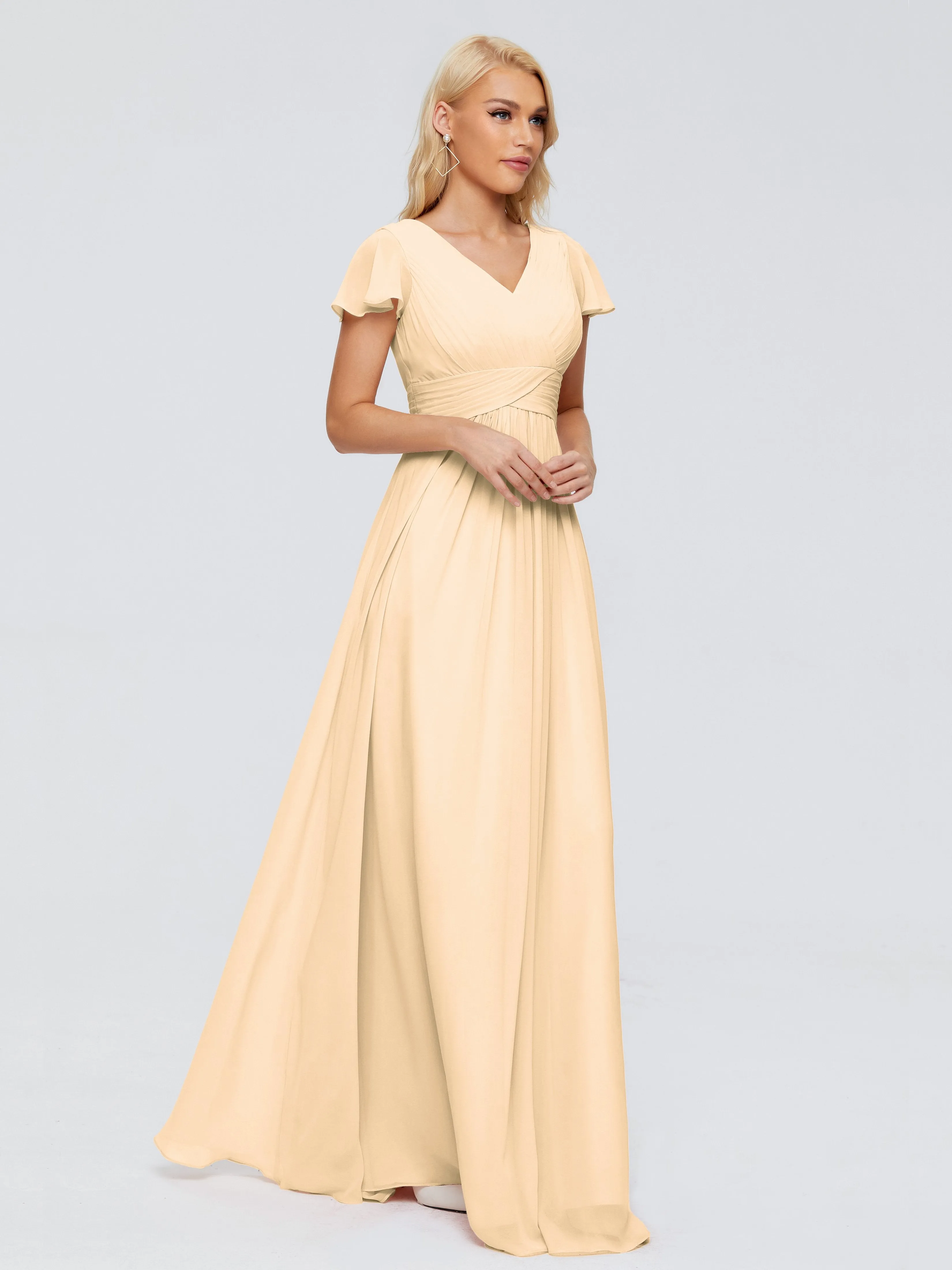 Charlie Cap Sleeves Elegant Chiffon Bridesmaid Dresses