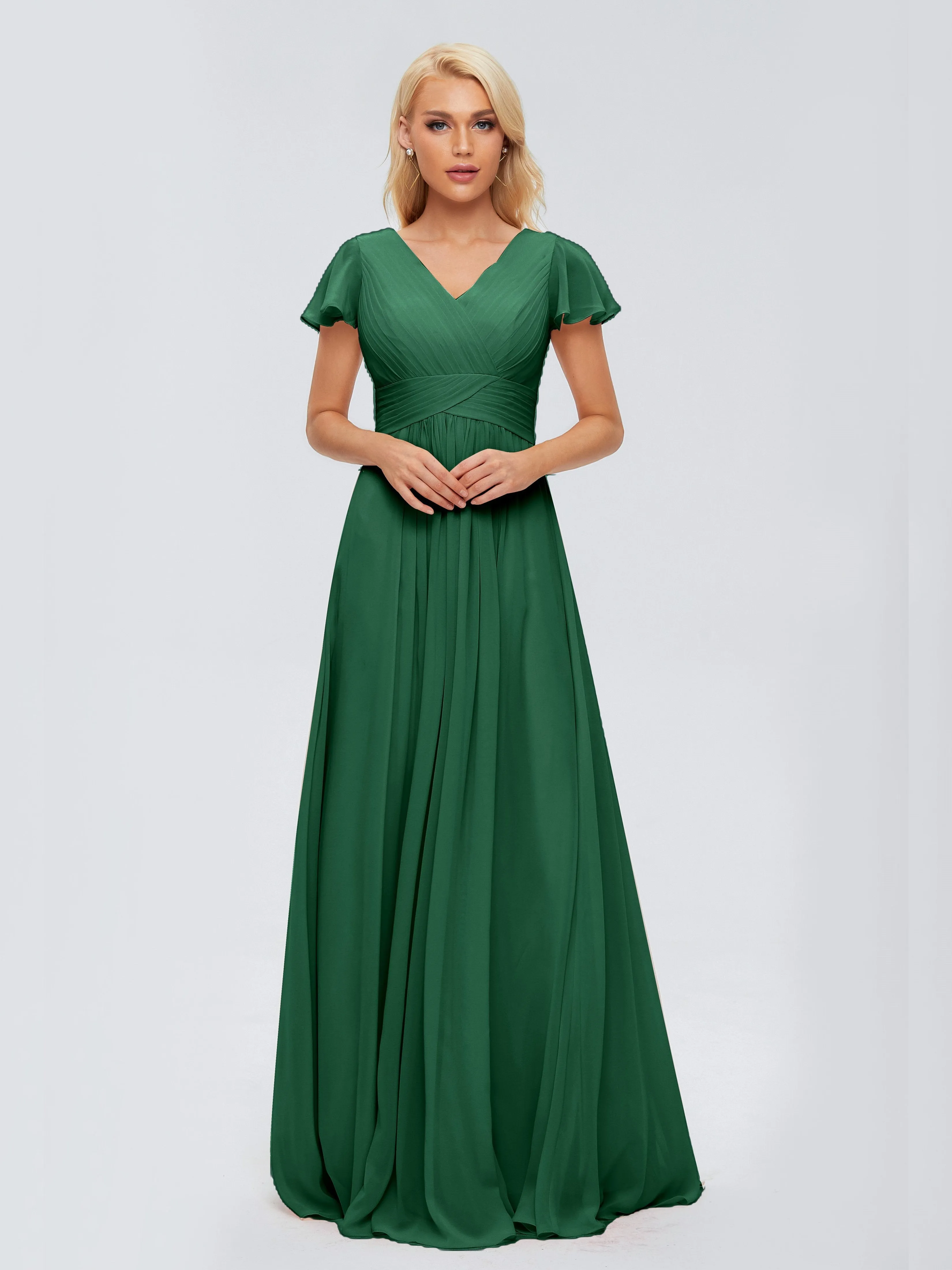 Charlie Cap Sleeves Elegant Chiffon Bridesmaid Dresses