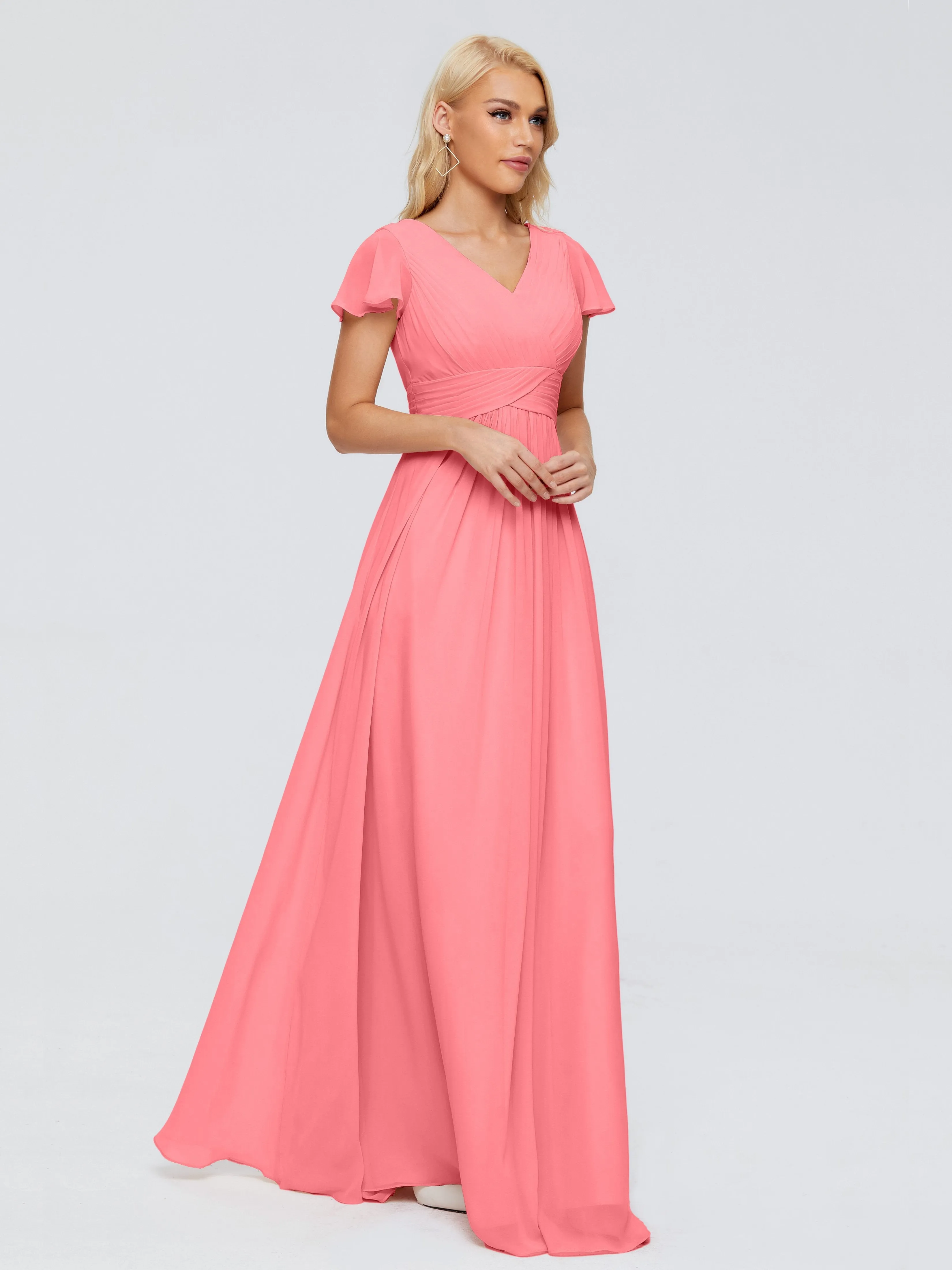 Charlie Cap Sleeves Elegant Chiffon Bridesmaid Dresses