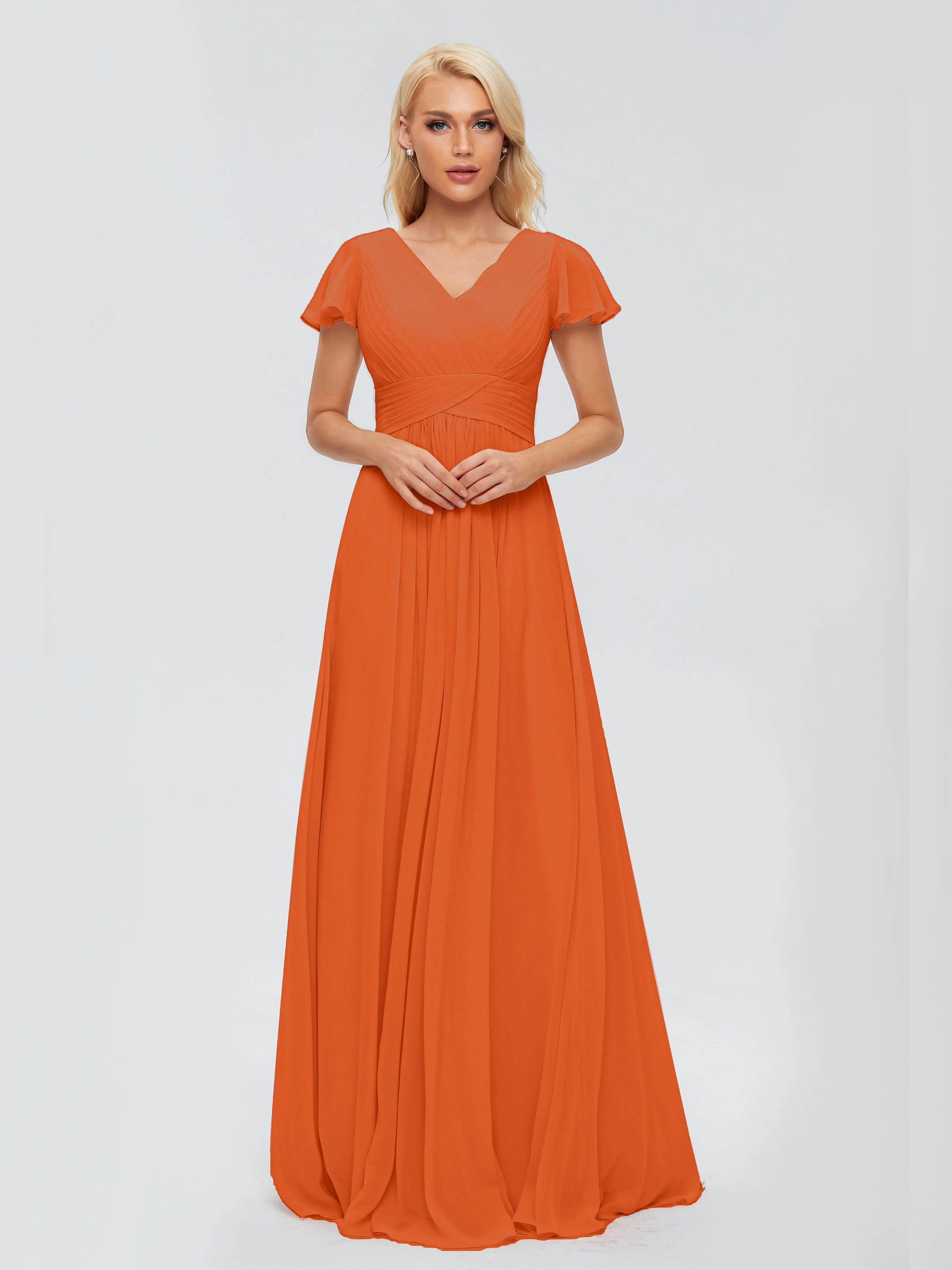 Charlie Cap Sleeves Elegant Chiffon Bridesmaid Dresses